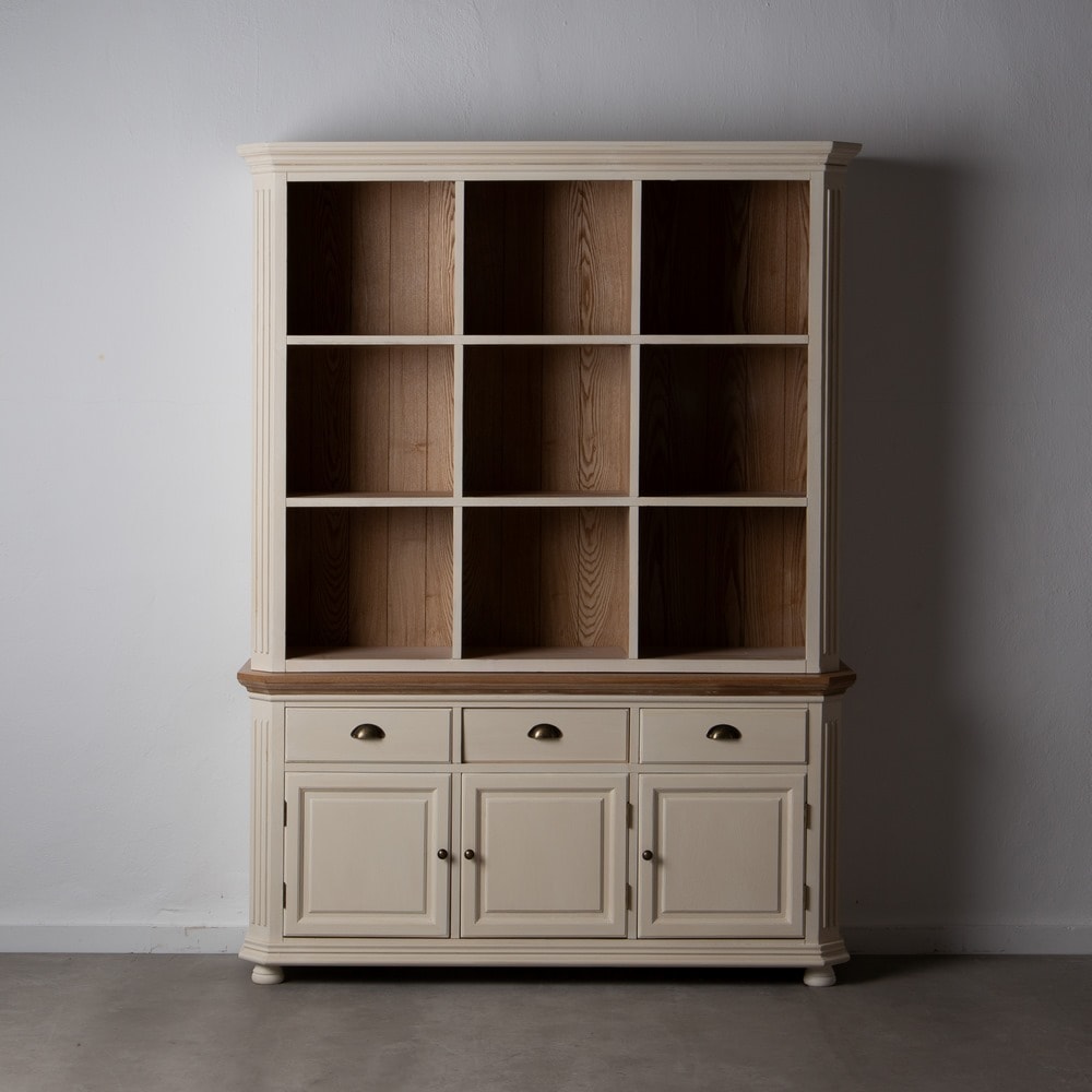 Estanter&iacute;a de madera de paulownia crema Everly 147x39x194cm