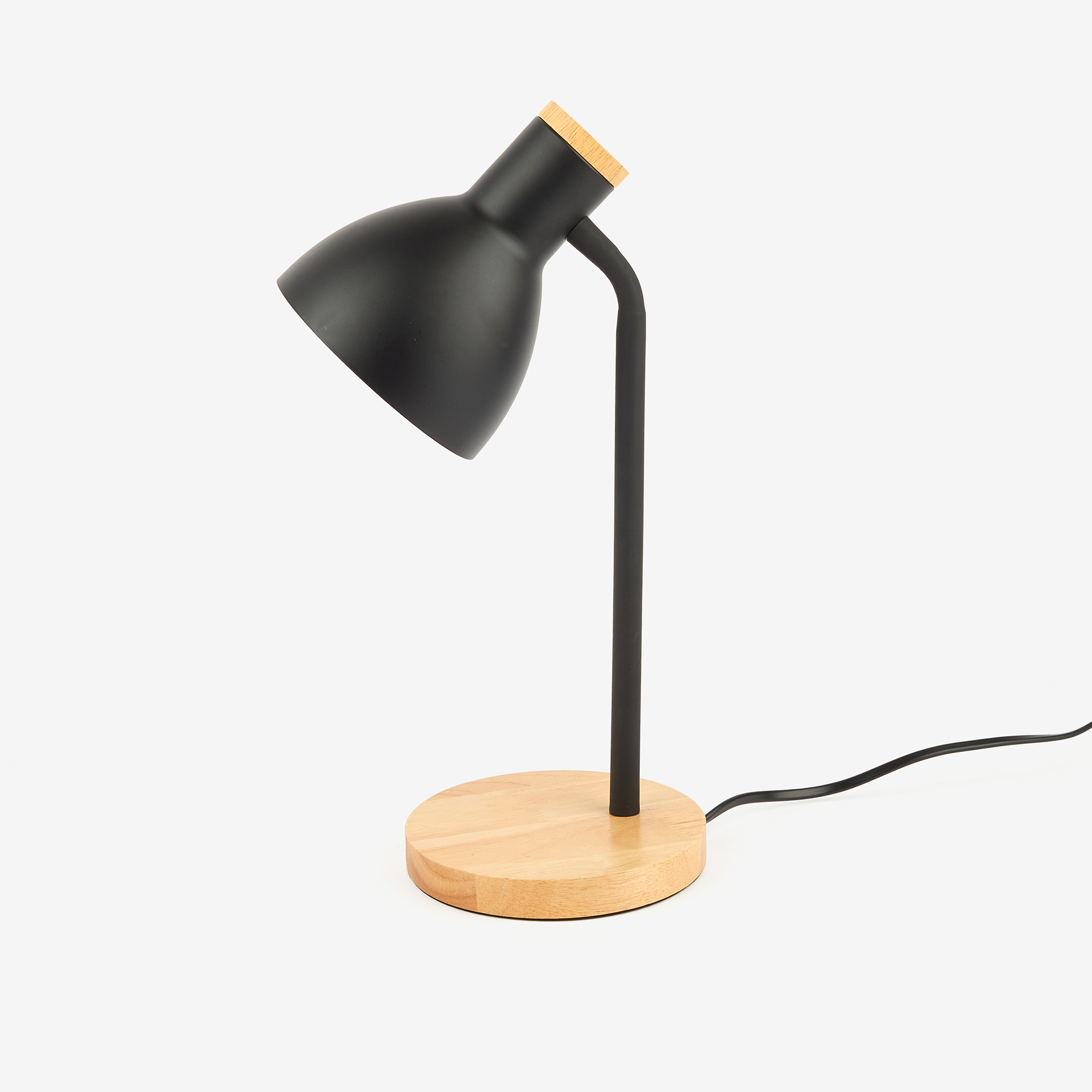 L&aacute;mpara de mesa negra de metal y madera Flexo &Oslash;14x36cm