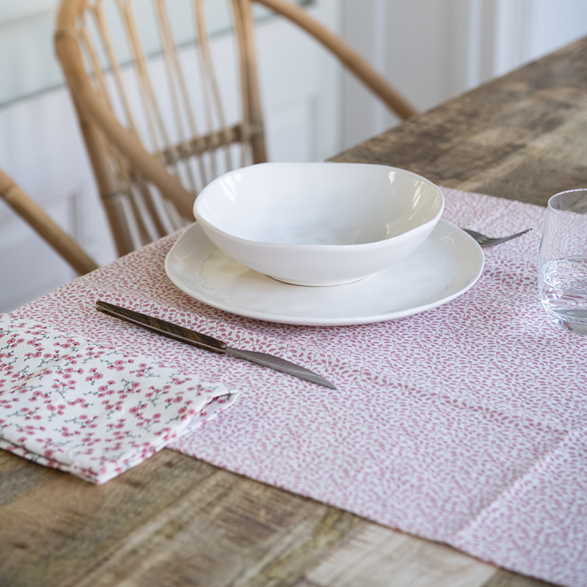 Camino de mesa de algodón reciclado Pinada 55x140cm