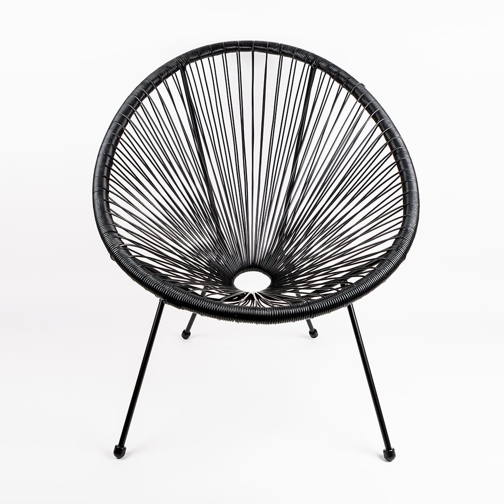 Silla de jard&iacute;n de metal negra Acapulco 50x71x94cm