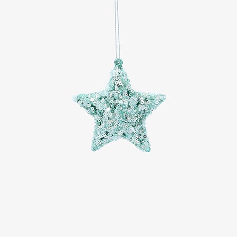 Bola de Navidad estrella de lentejuelas azul 7cm