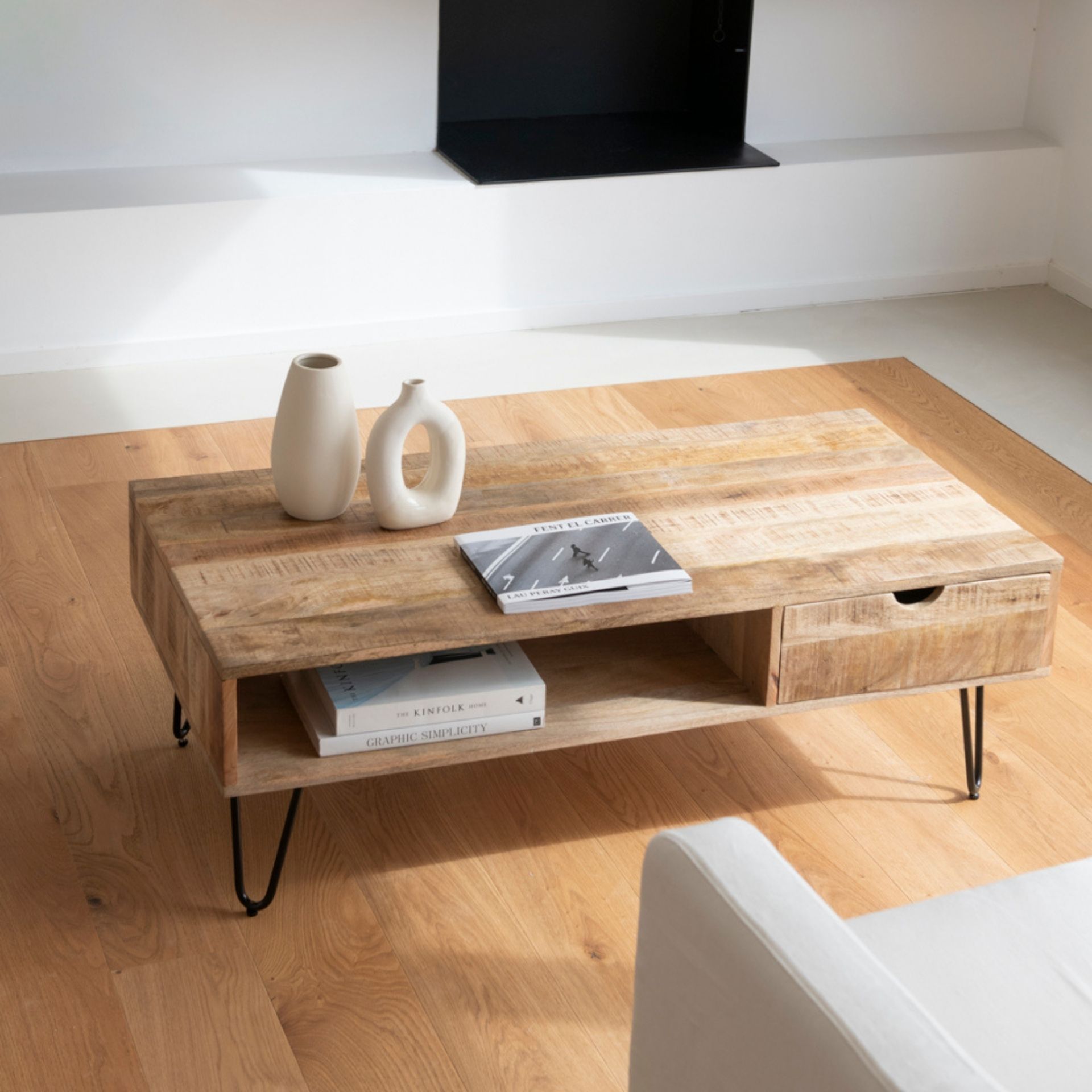 Mesa de centro de madera de mango Chloe 120x60x41cm Clau&Chloe