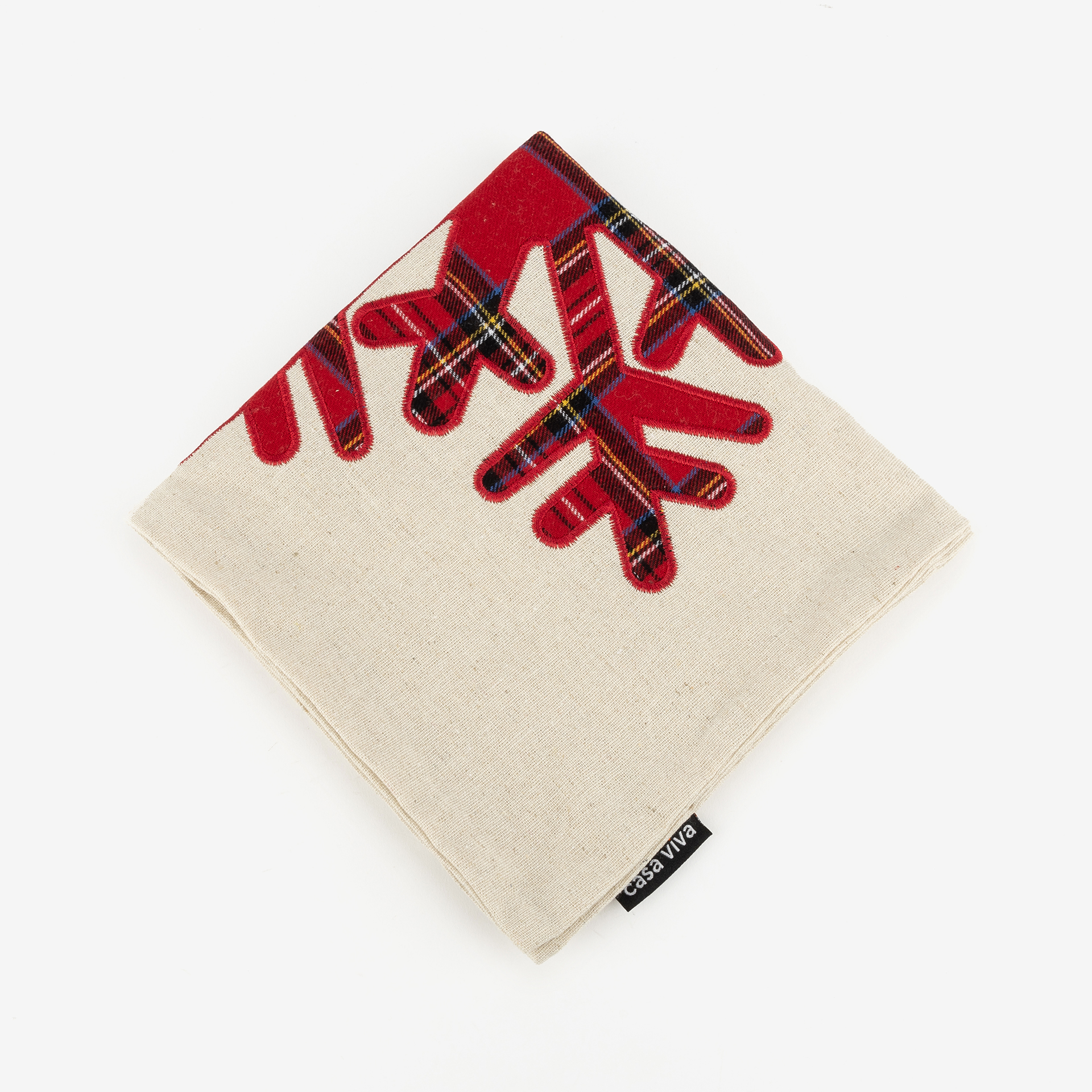 Funda de cojín tartán copo de nieve 45x45cm