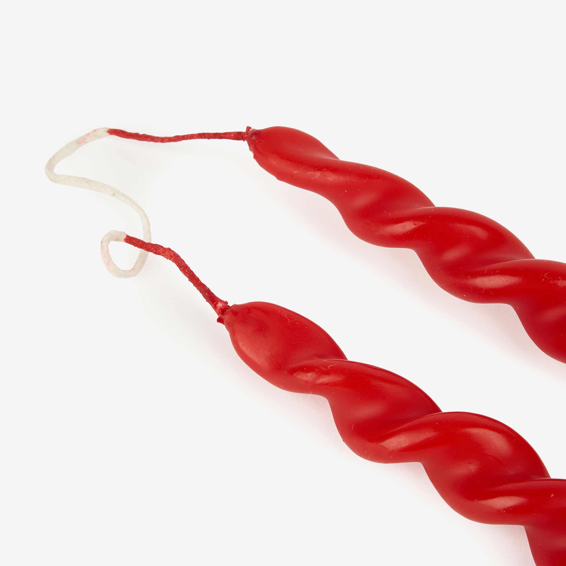 Set de 2 velas candelabro rizadas rojas 27cm