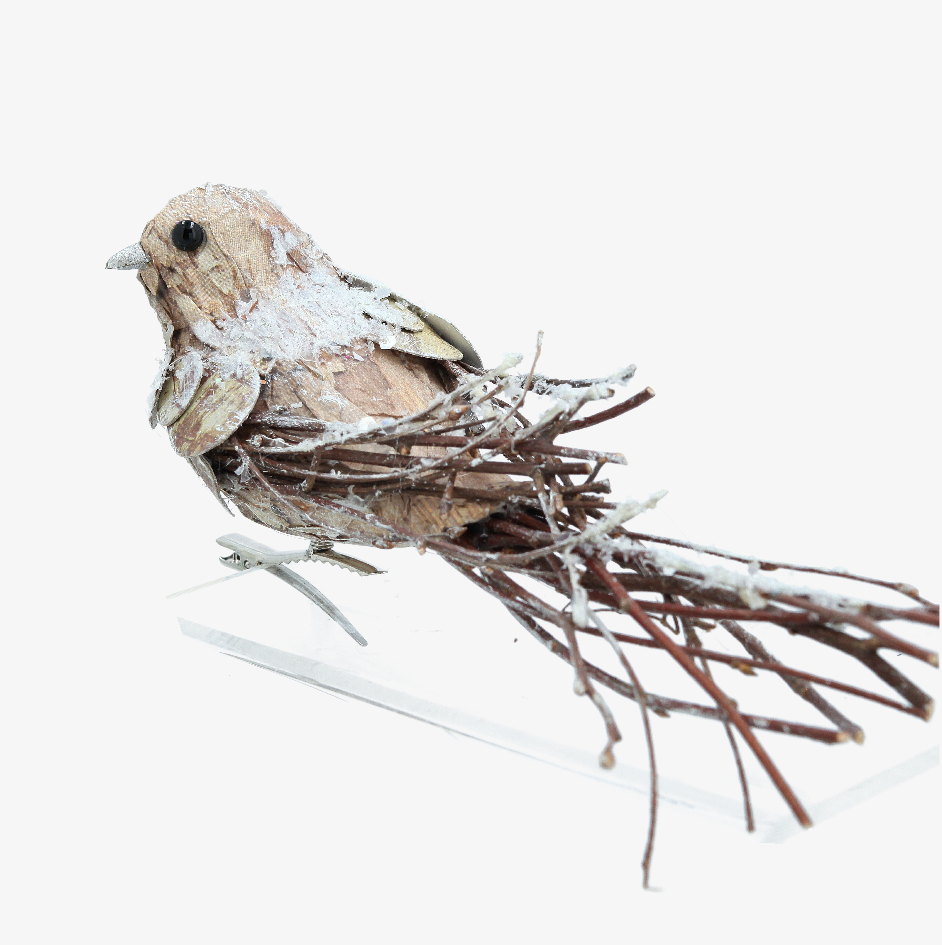 Adorno de p&aacute;jaro natural 18cm