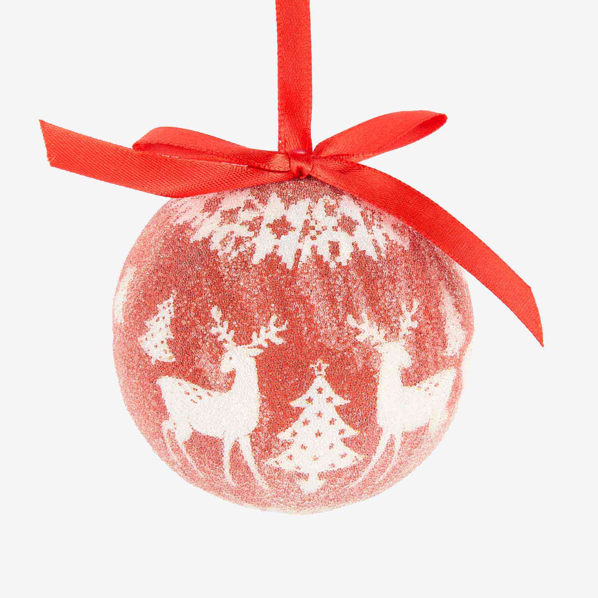 Set 14 bolas decorativas de árbol rojo y blanco Ø8cm