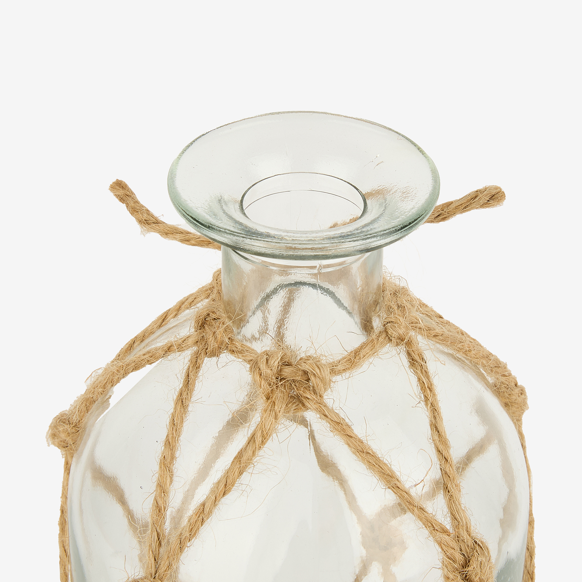 Jarrón de cristal con cuerda Rustic Ø9x28cm