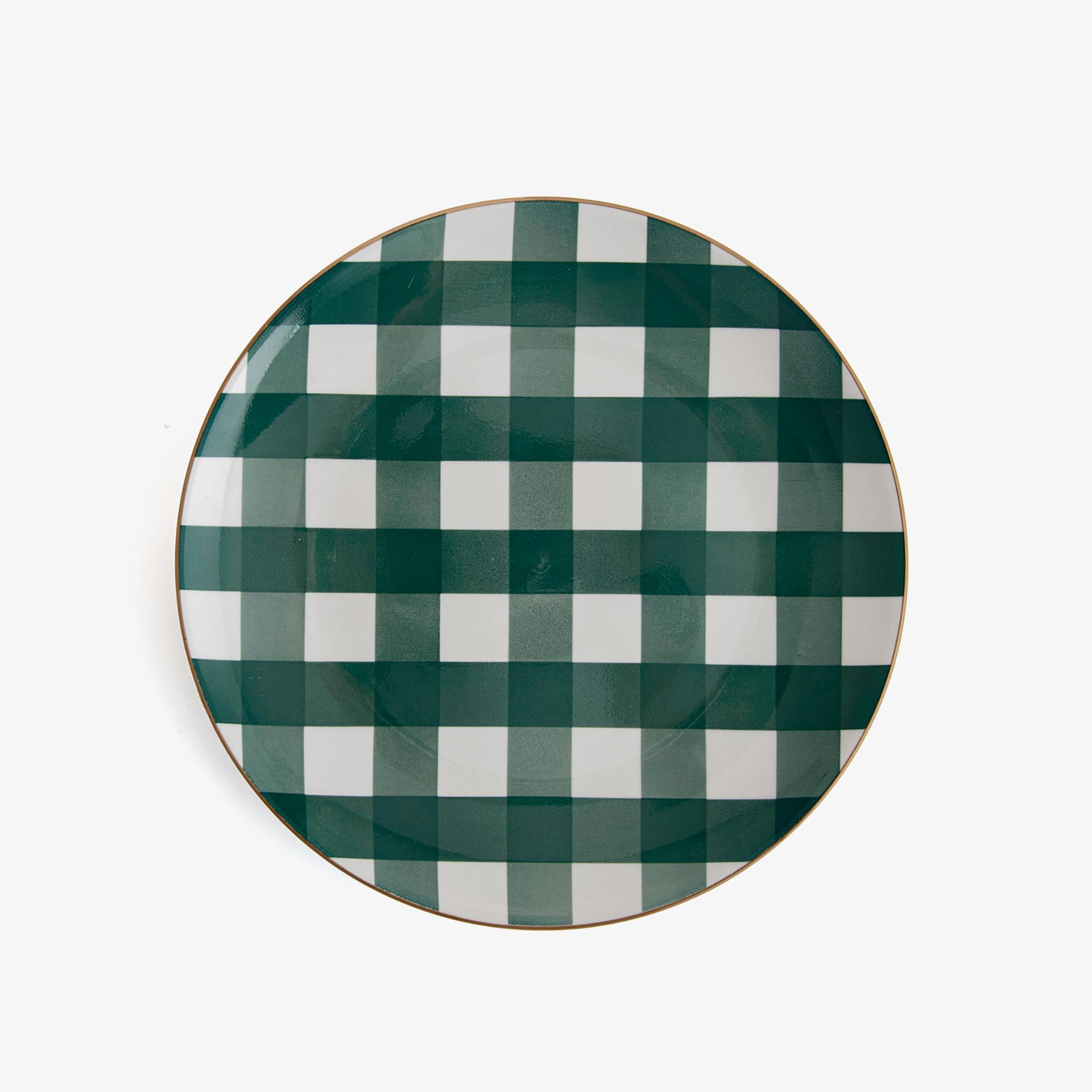 Plato llano de vichy verde de porcelana Pradera &Oslash;25cm