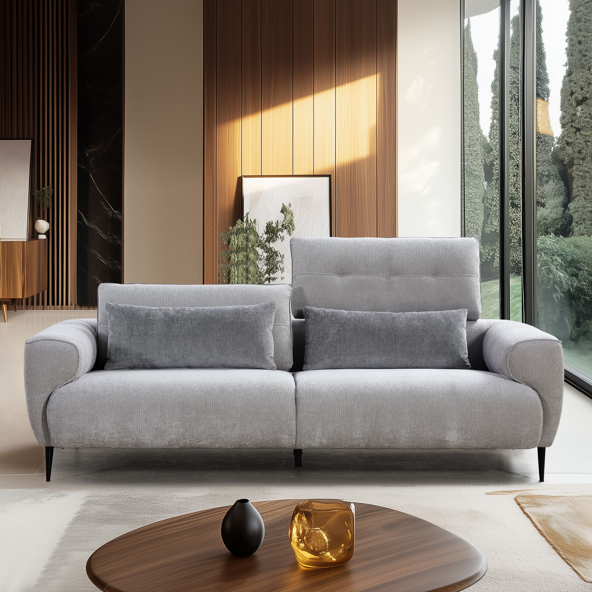 Sof&aacute; de 3 plazas gris claro Axel 217x97x75cm