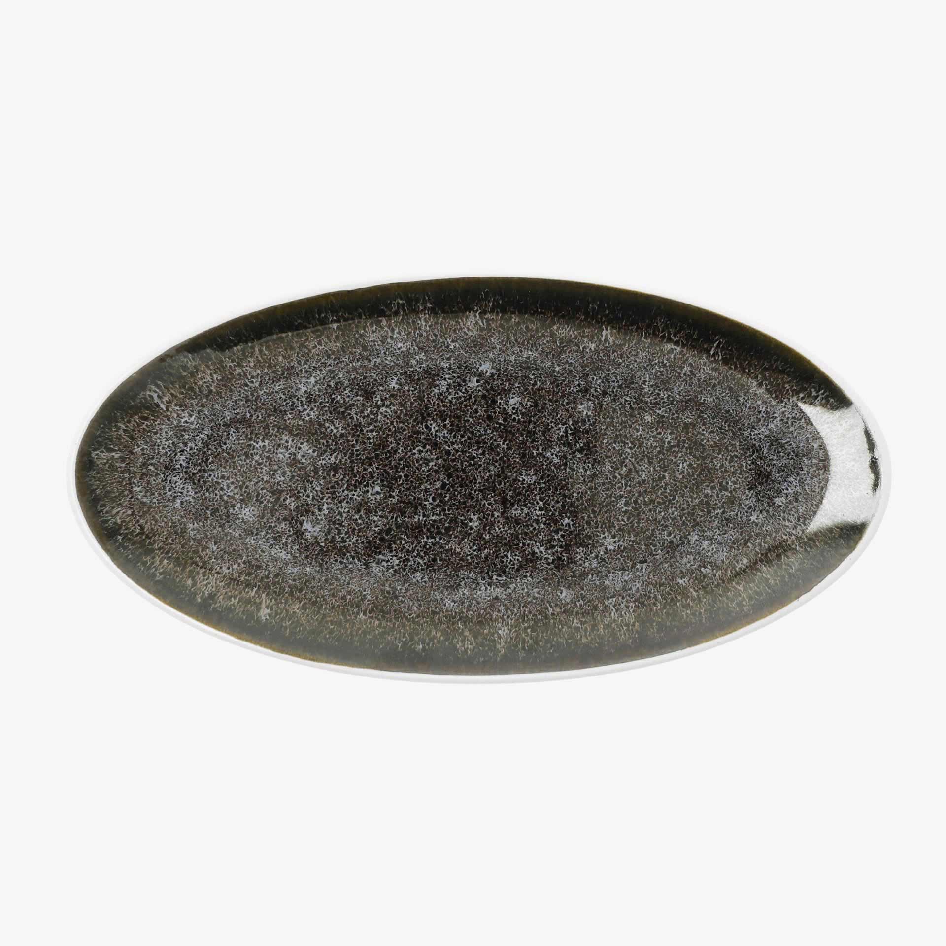 Bandeja oval marr&oacute;n de porcelana Nero 25x12,5cm