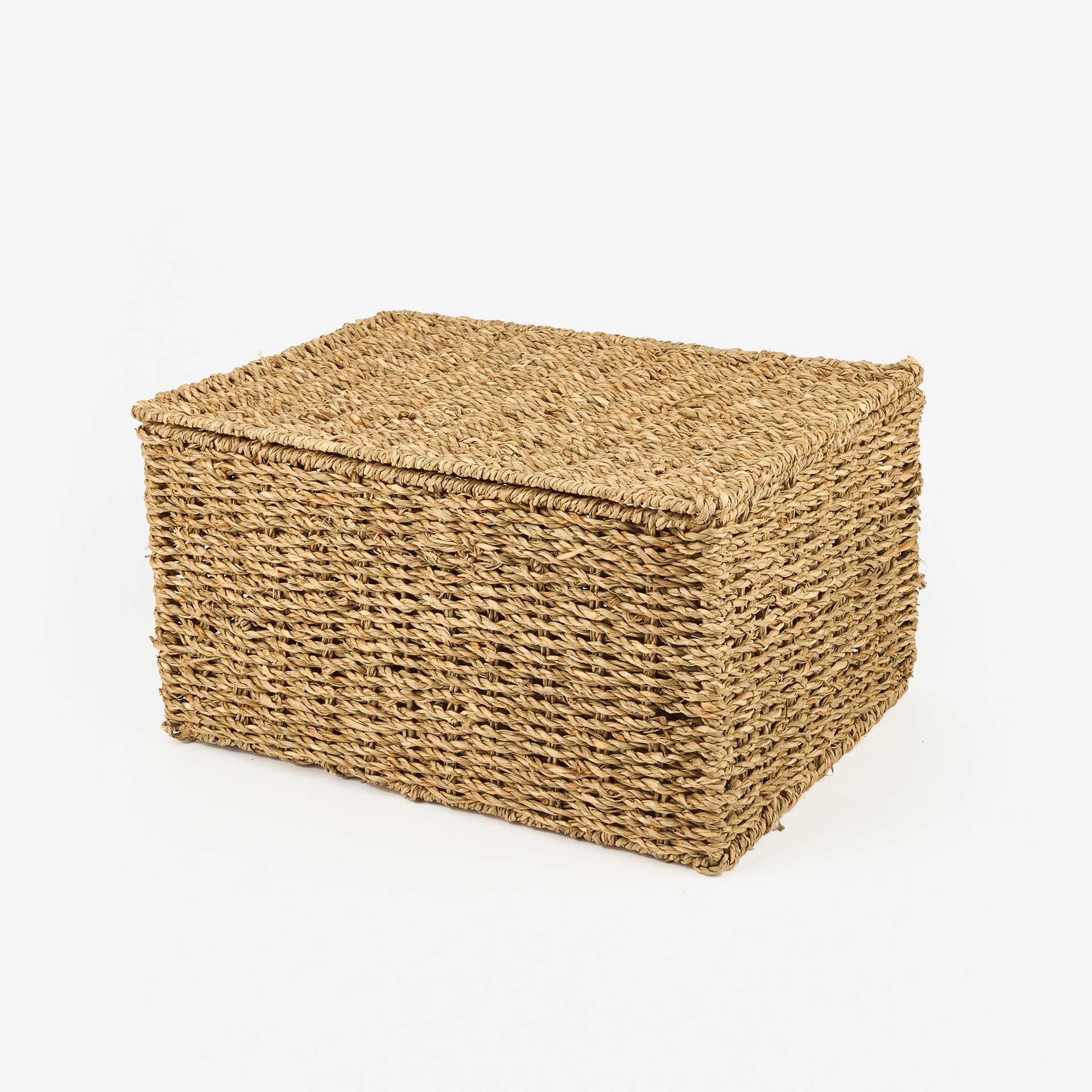 Cesta con tapa de fibras naturales Teris 34x24x18cm