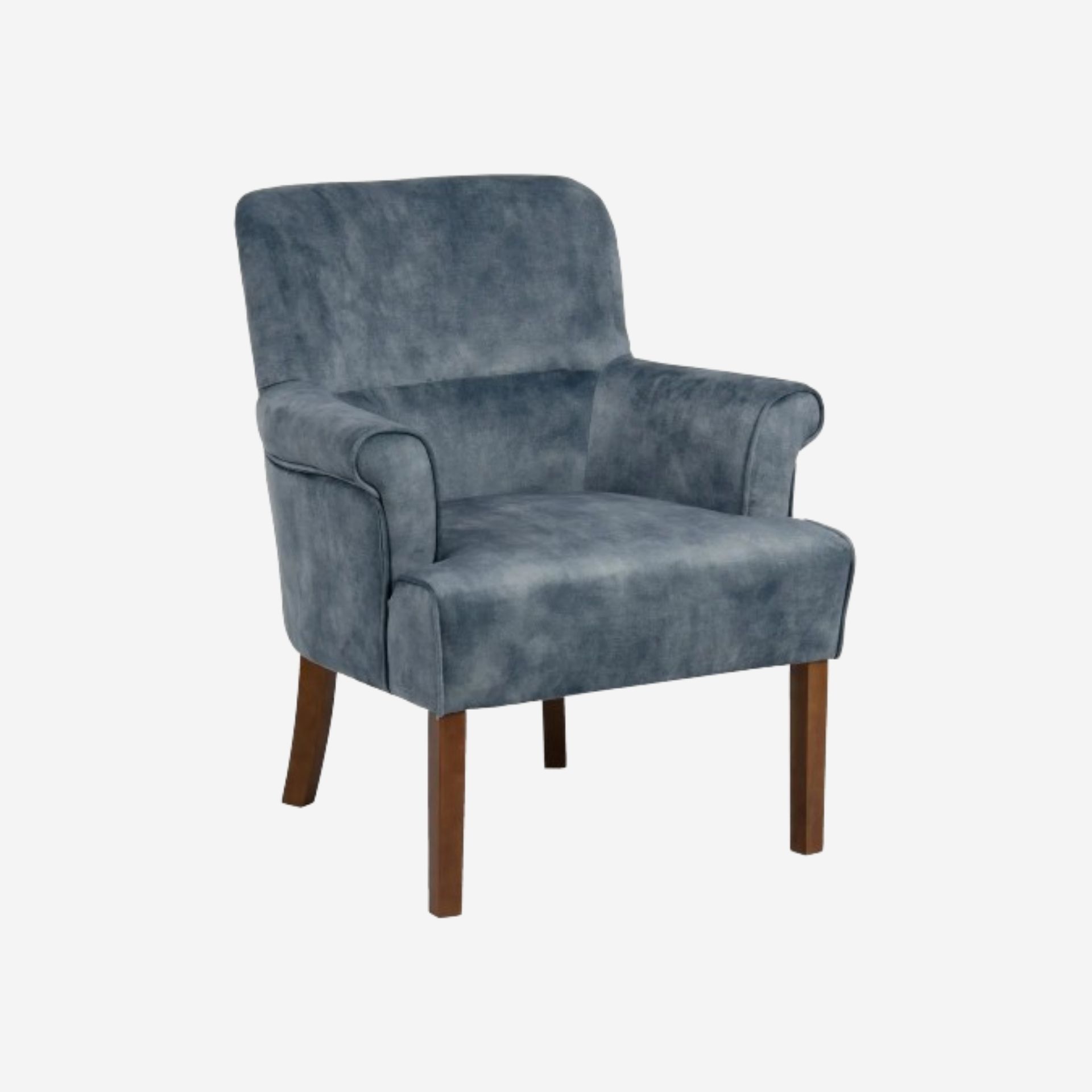 Butaca efecto velvet azul Seran 77x64x88cm