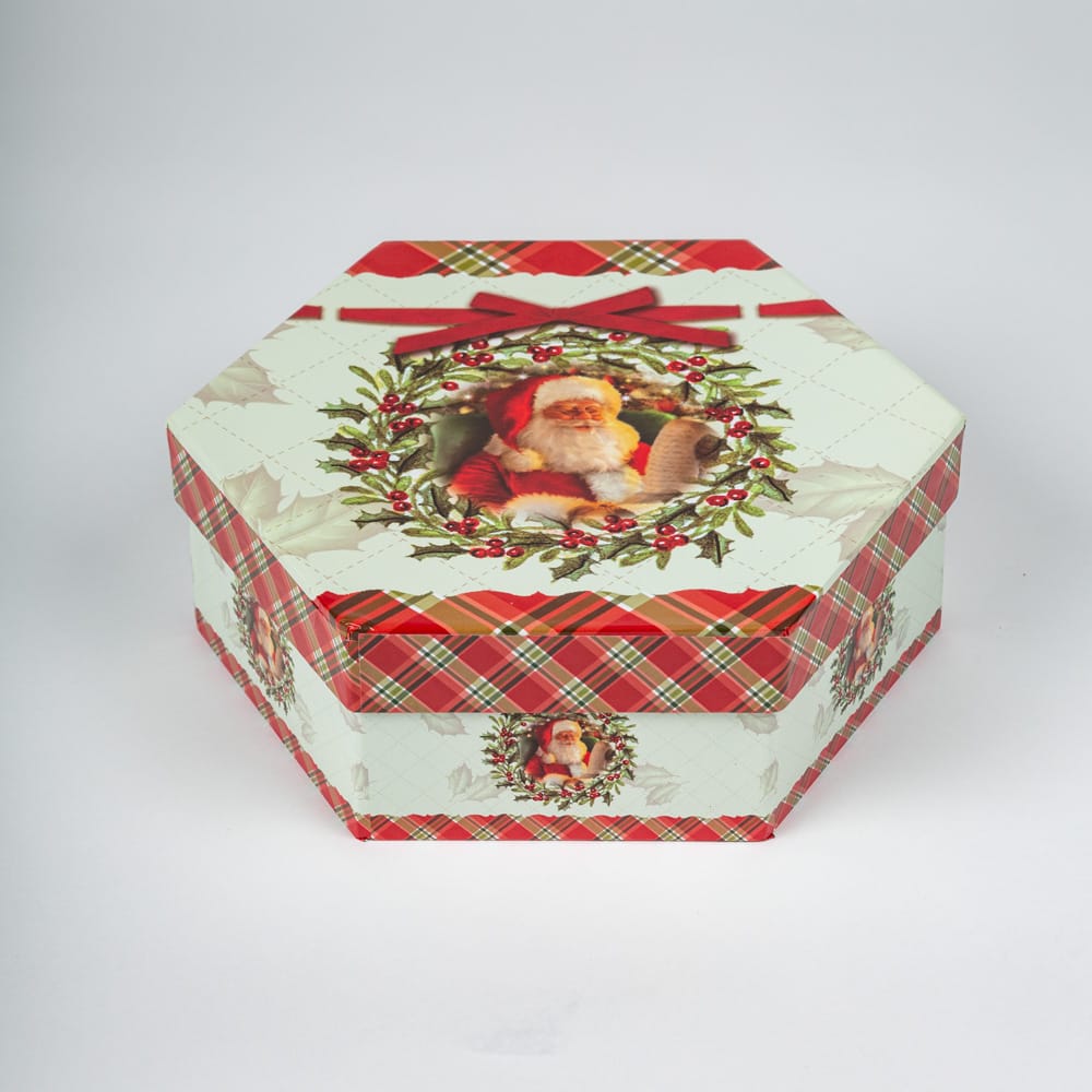 Set de 7 bolas decorativas blancas Santa Claus 8cm