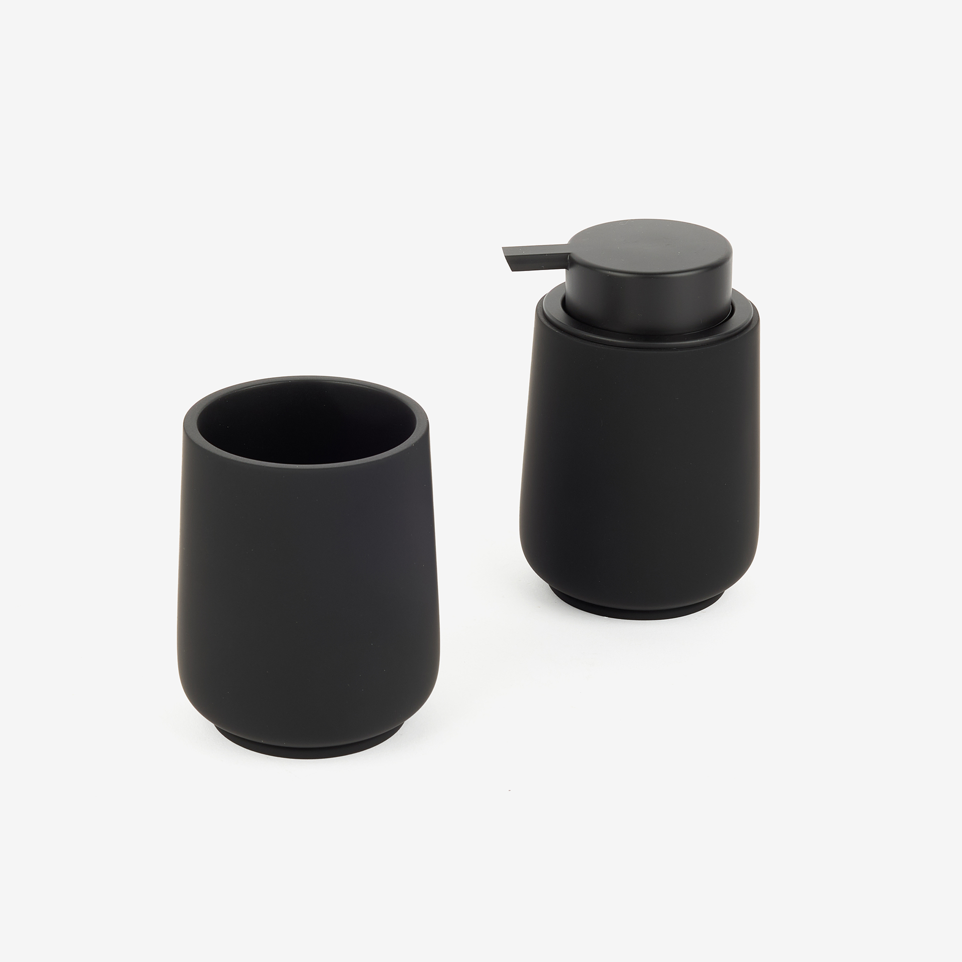 Vaso portacepillos de poliresina negro Carbon Ø8x10cm