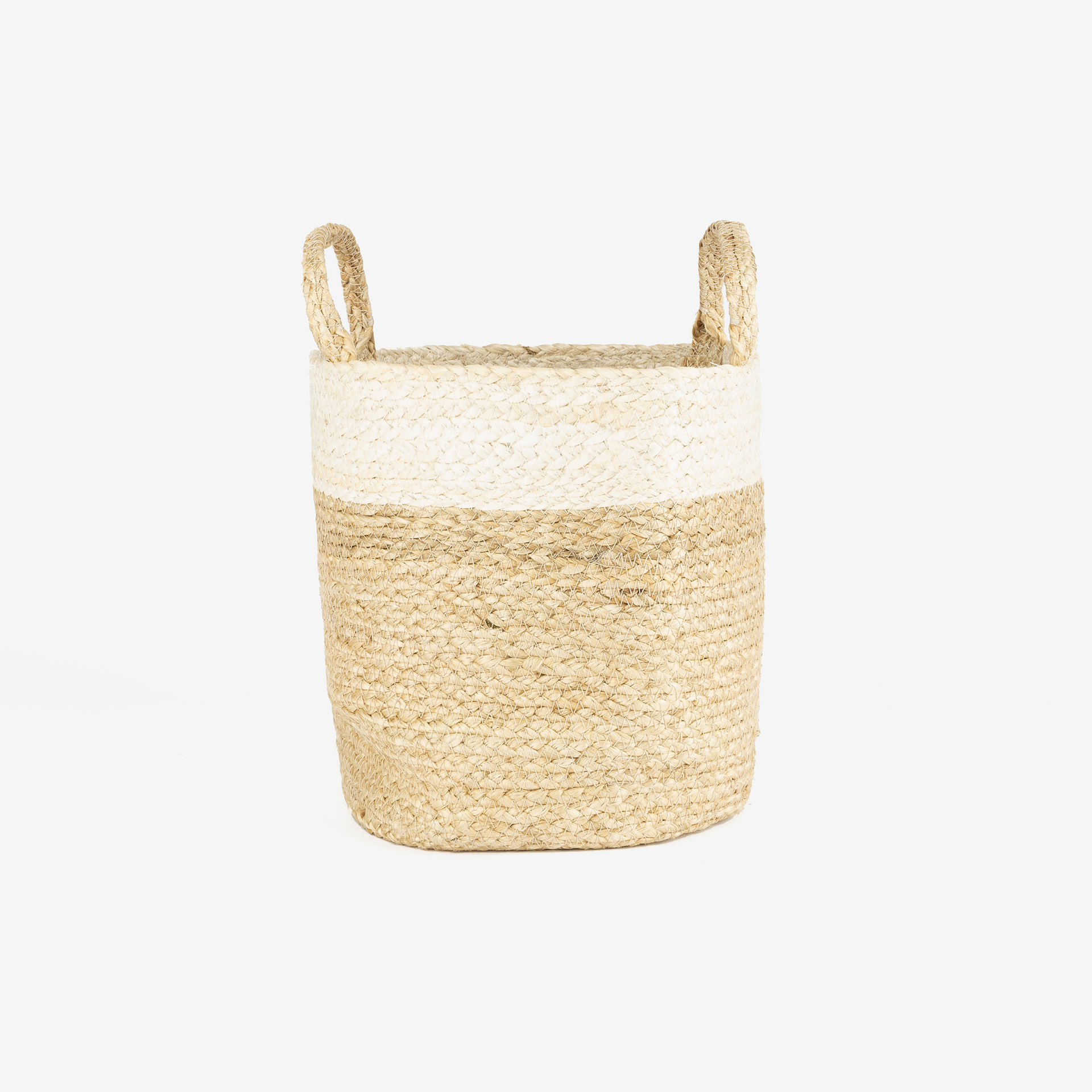 Cesta de yute blanca y natural Vide Ø25x25cm