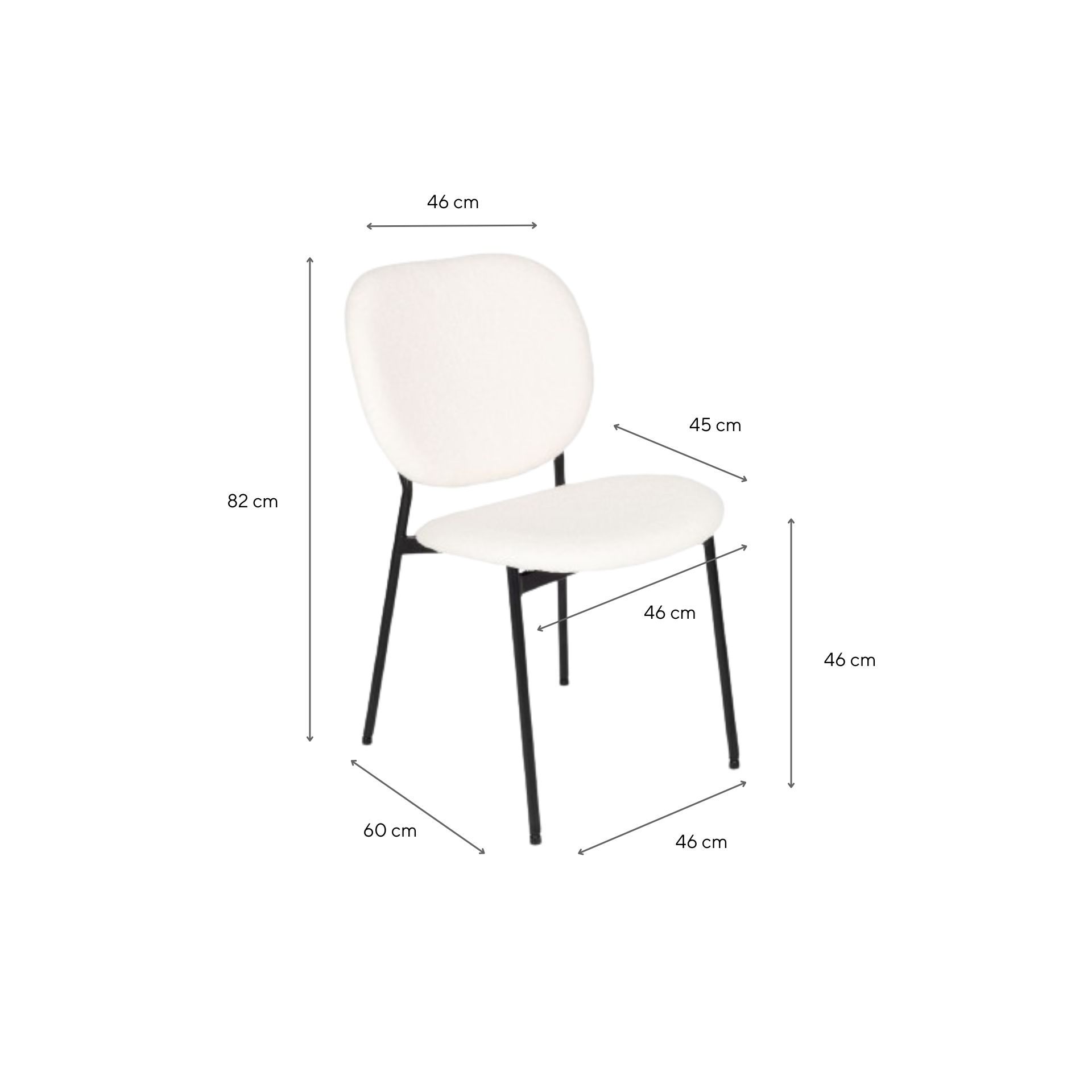 Silla de comedor de borreguito beige Karina 46x60x82cm Clau&Chloe