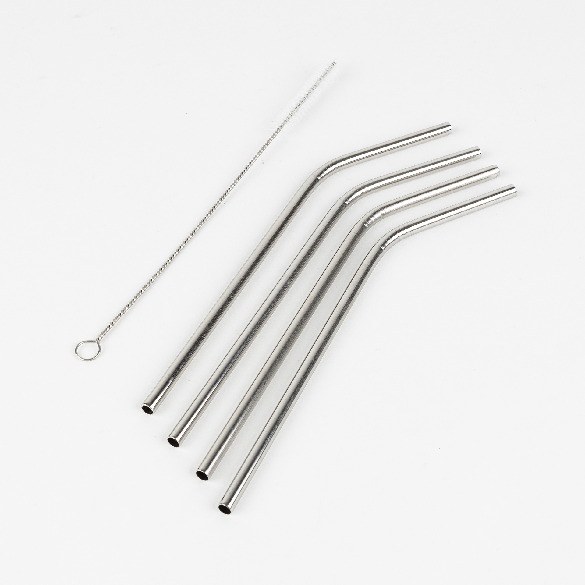 Set de 4 pajitas de acero inoxidable con cepillo