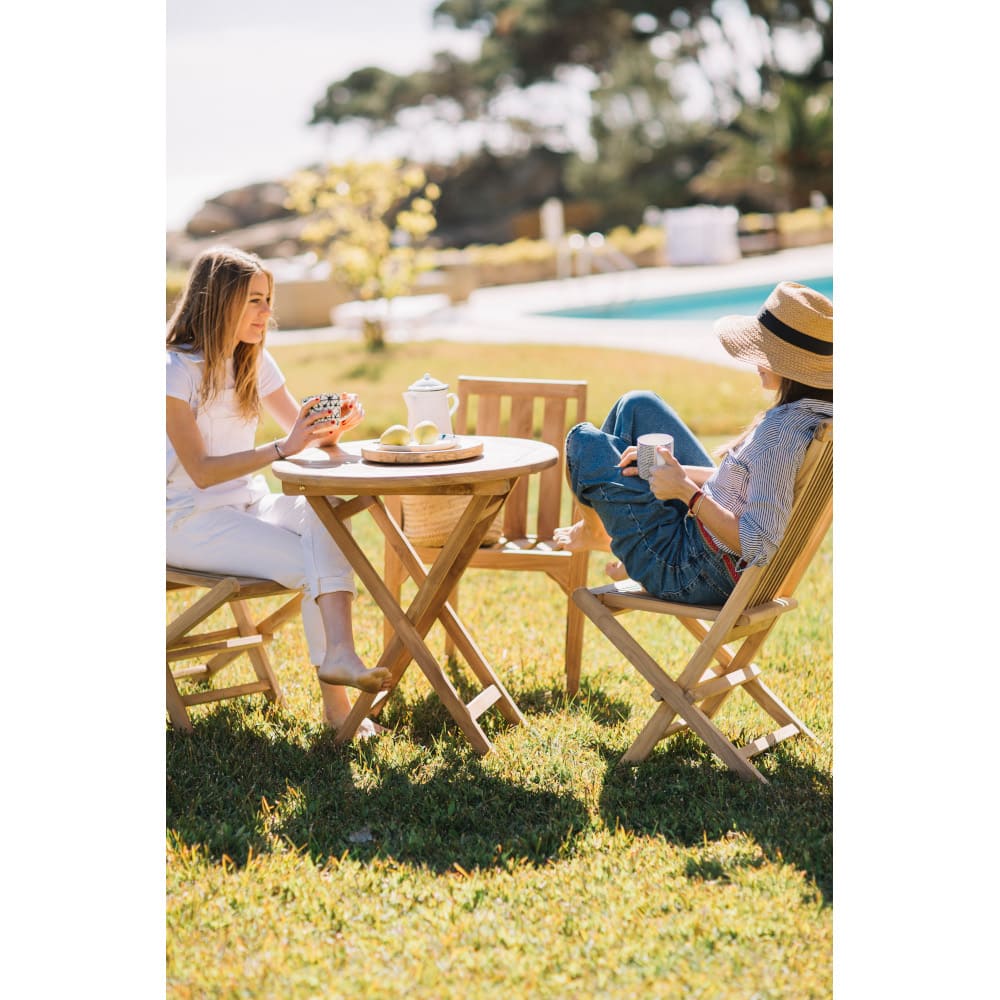Silla de jardín plegable de madera de teca Azores 47x43cm