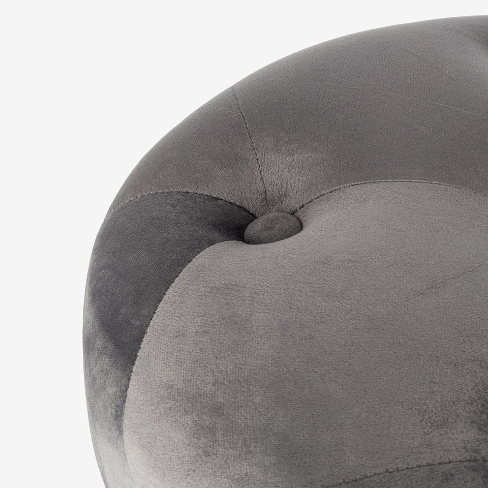 Puf velvet gris Jorja Ø38cm