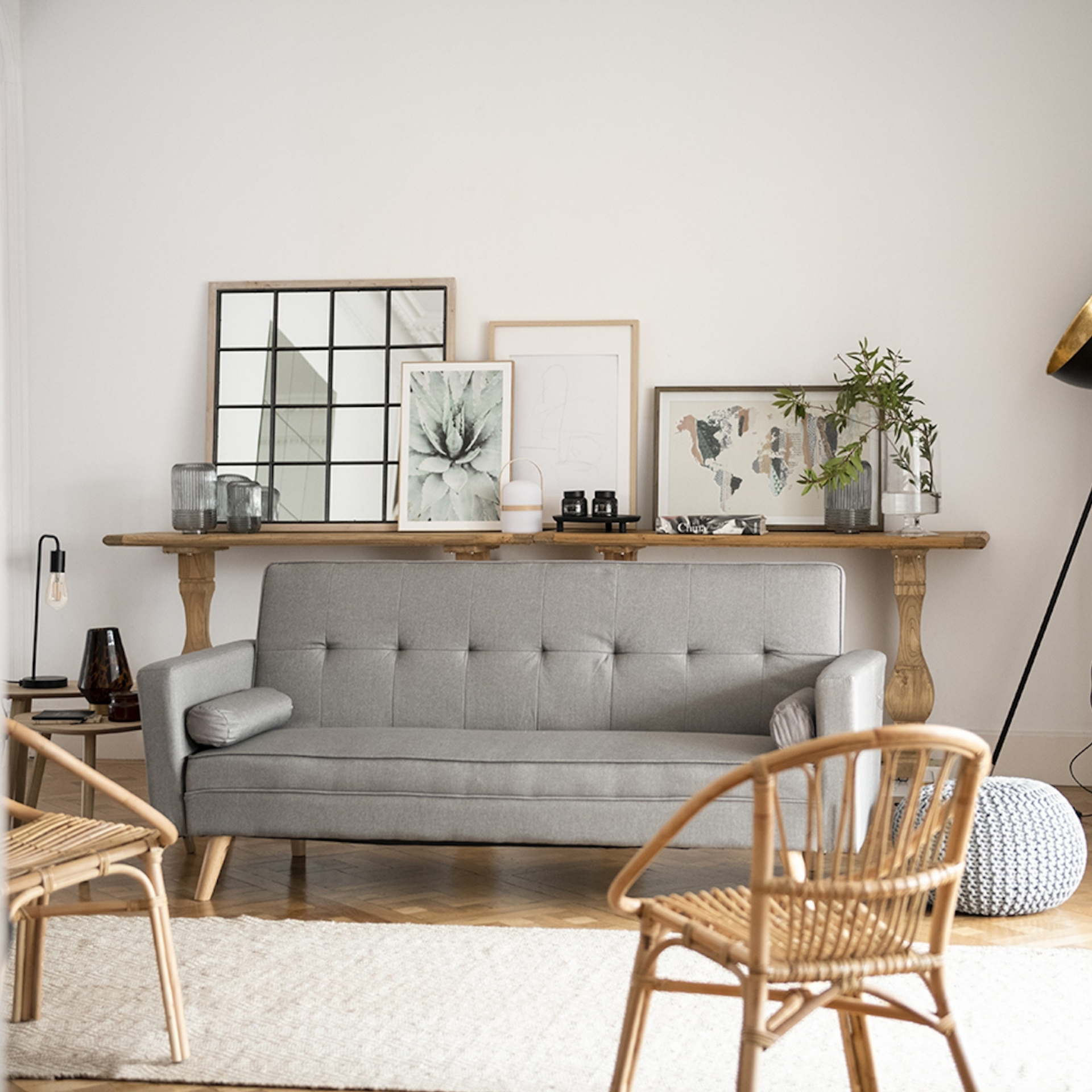 Sofá cama gris Roma 188x78x85cm