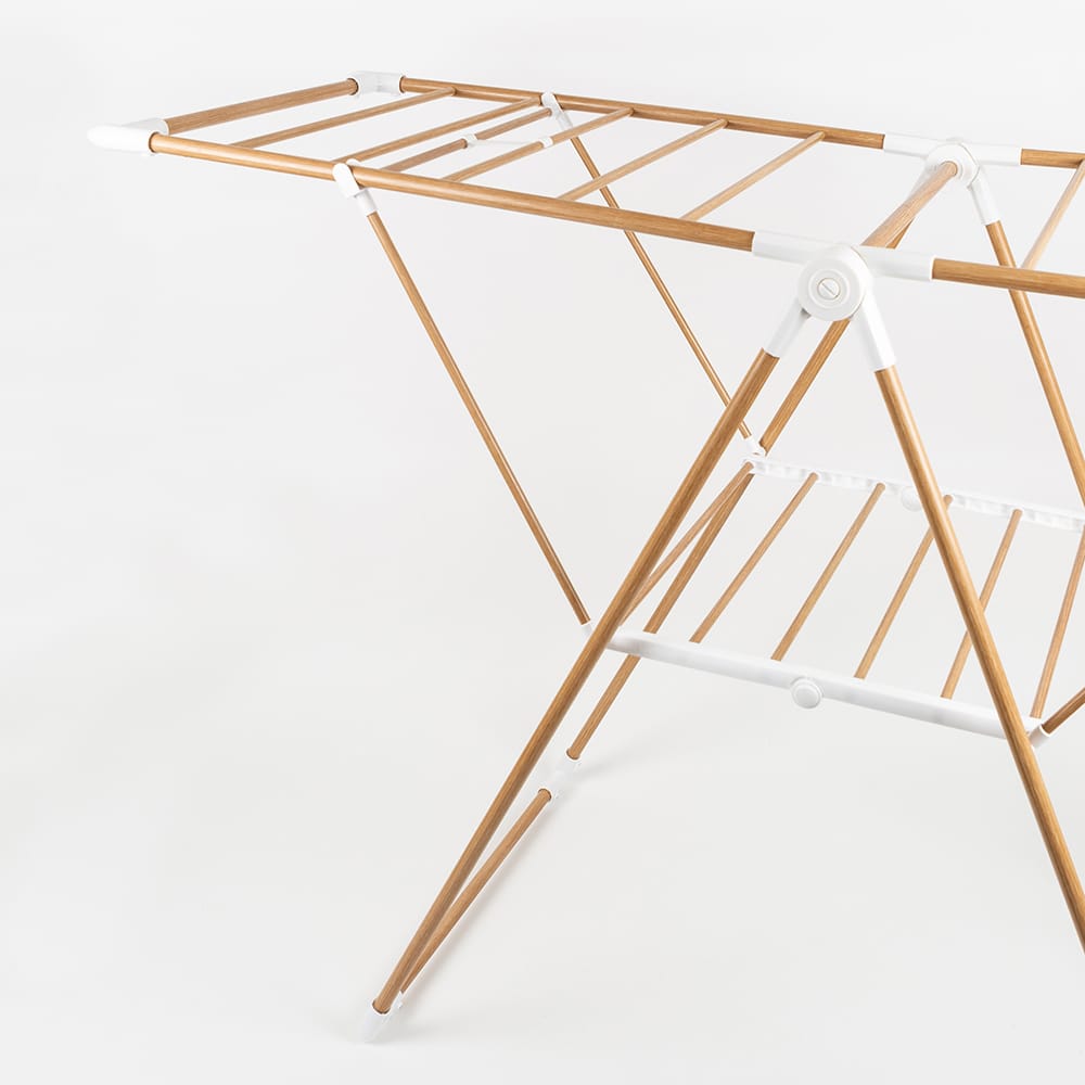 Tendedero plegable de acero inoxidable efecto madera 139x51x92cm