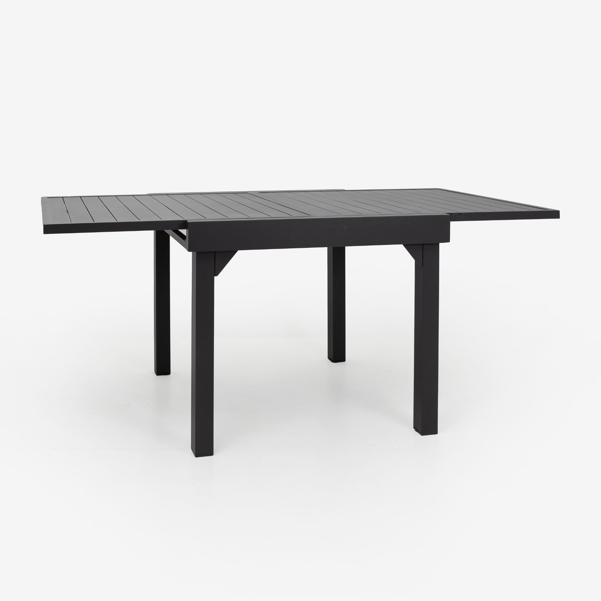 Mesa de jard&iacute;n extensible de aluminio gris oscuro Paros 90/180x90x75cm