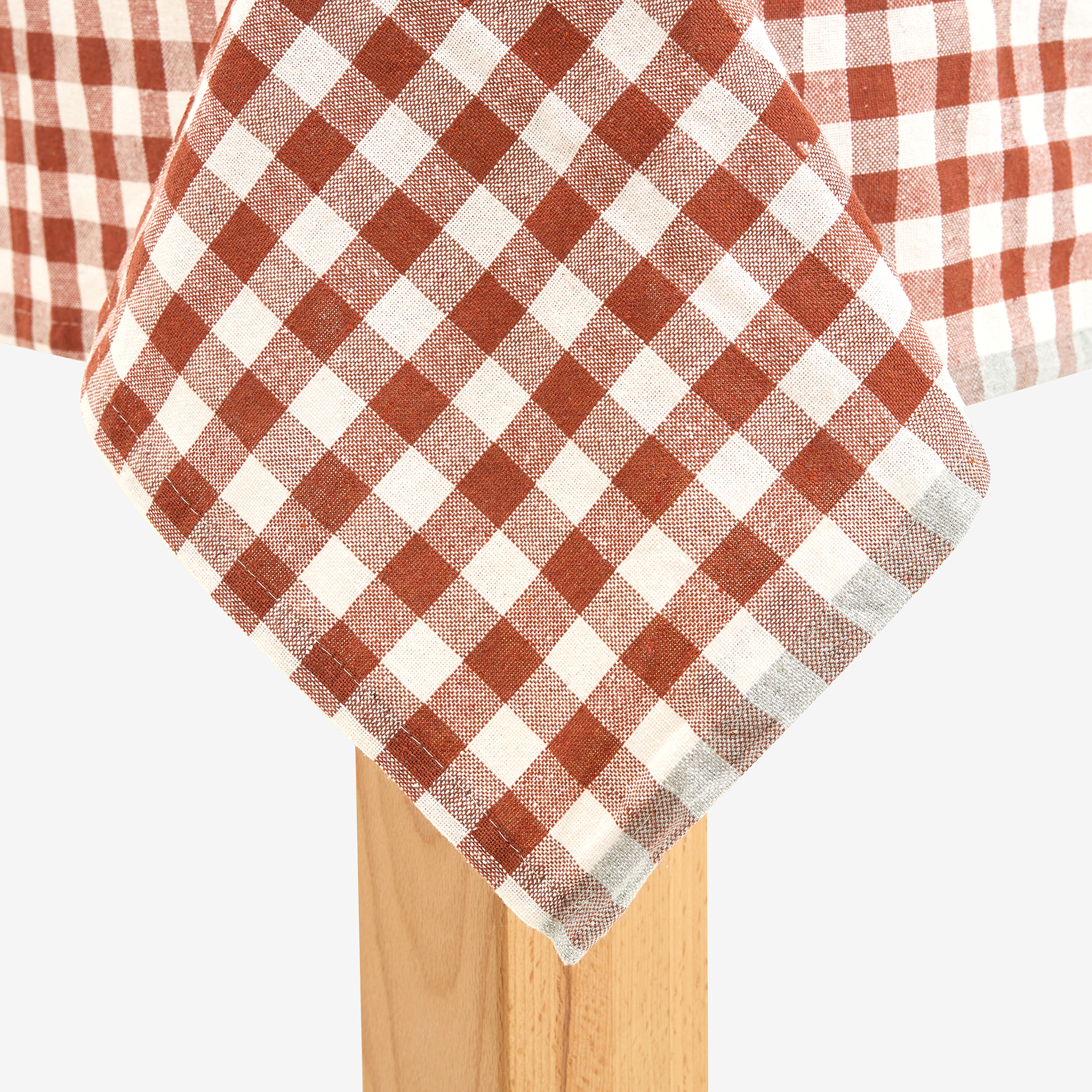 Mantel de algod&oacute;n cuadros cobre Amalfi 150x200cm