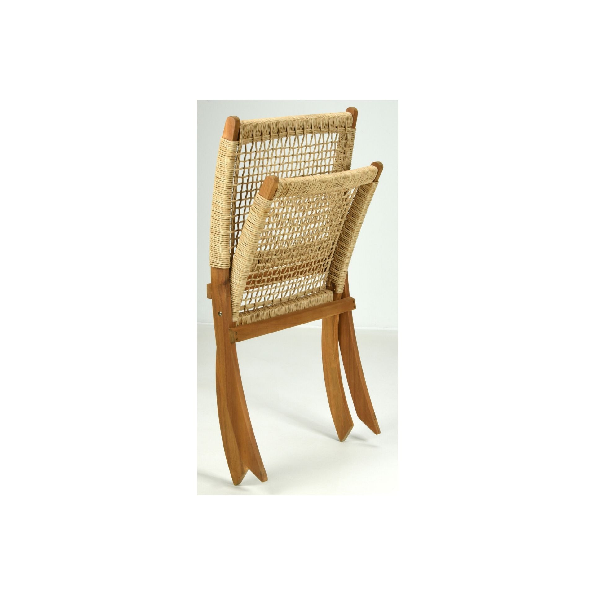 Butaca plegable de madera de acacia y ratán Amira 62x24x100cm