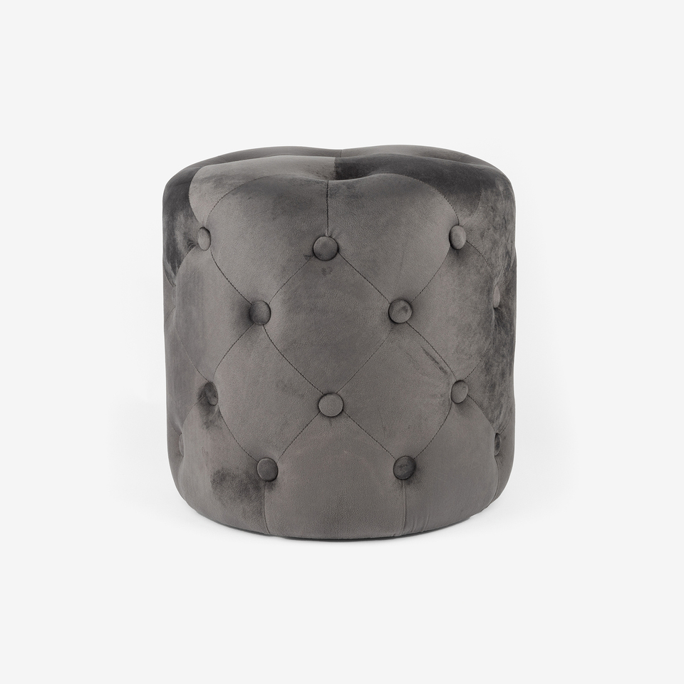 Puf velvet gris Jorja Ø38cm