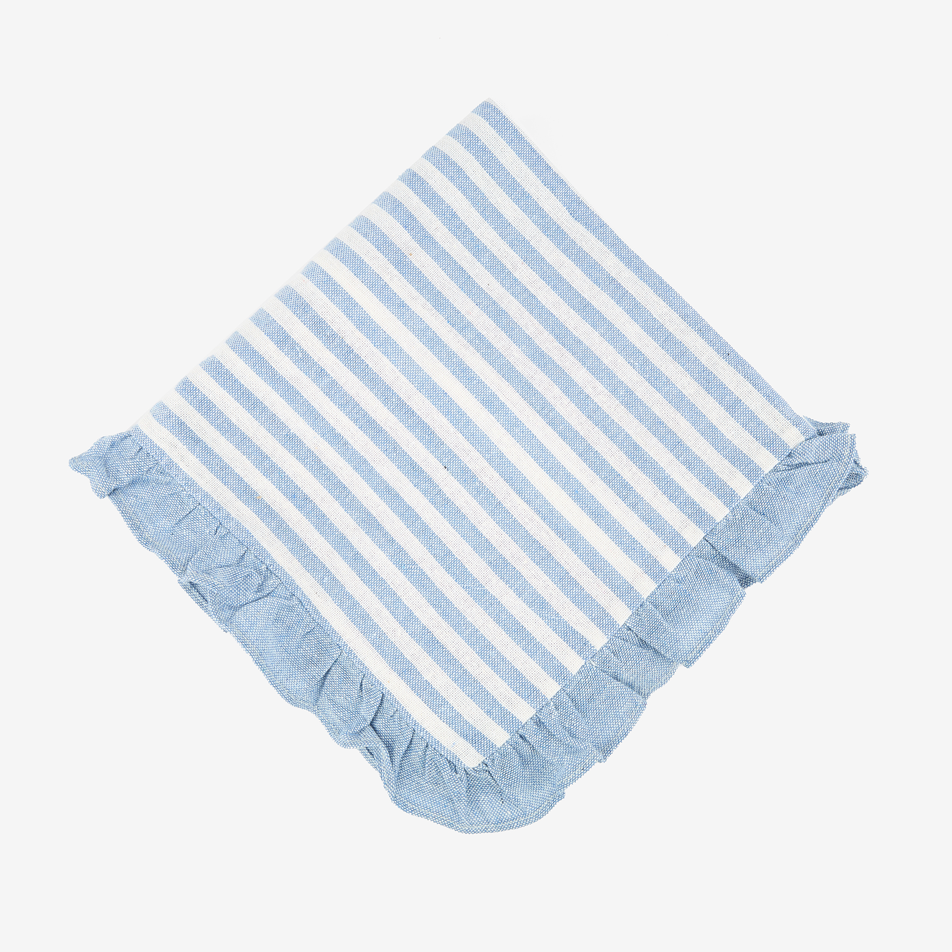 Funda de cojín de algodón volante rayas azules Timoti 45x45cm