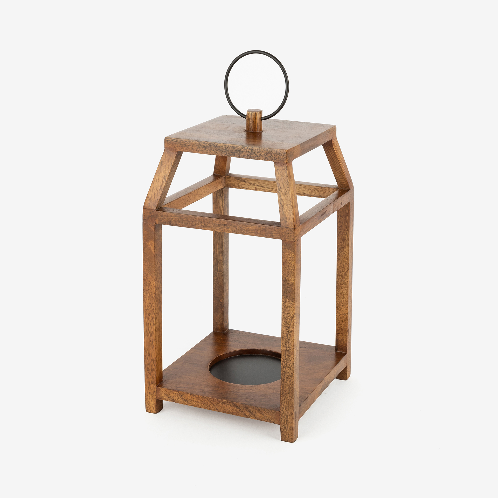 Farol de madera natural 19x19x35cm