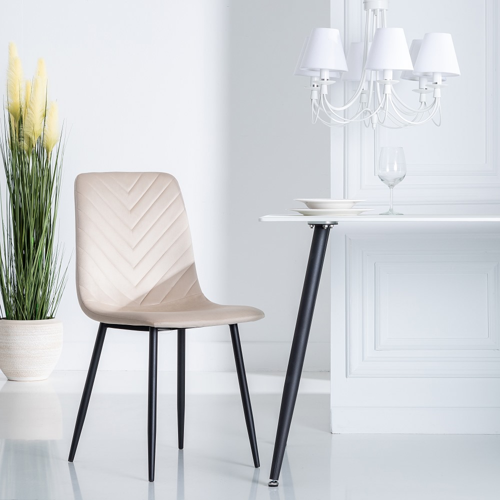 Set de 4 sillas de comedor velvet beige Izabal 55x44x88cm