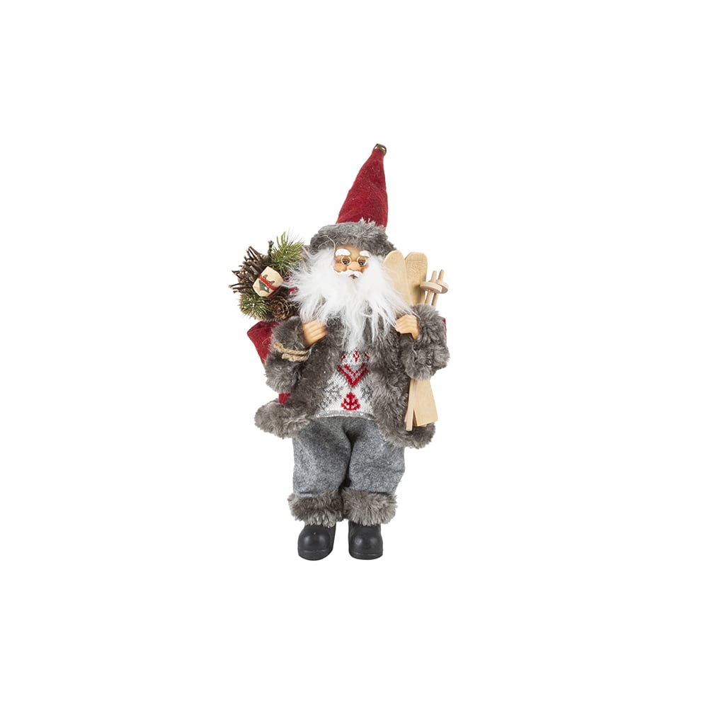 Figura decorativa Santa Claus rojo Esquís 30cm