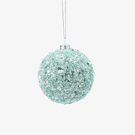 Bola de Navidad de lentejuelas azul 8cm