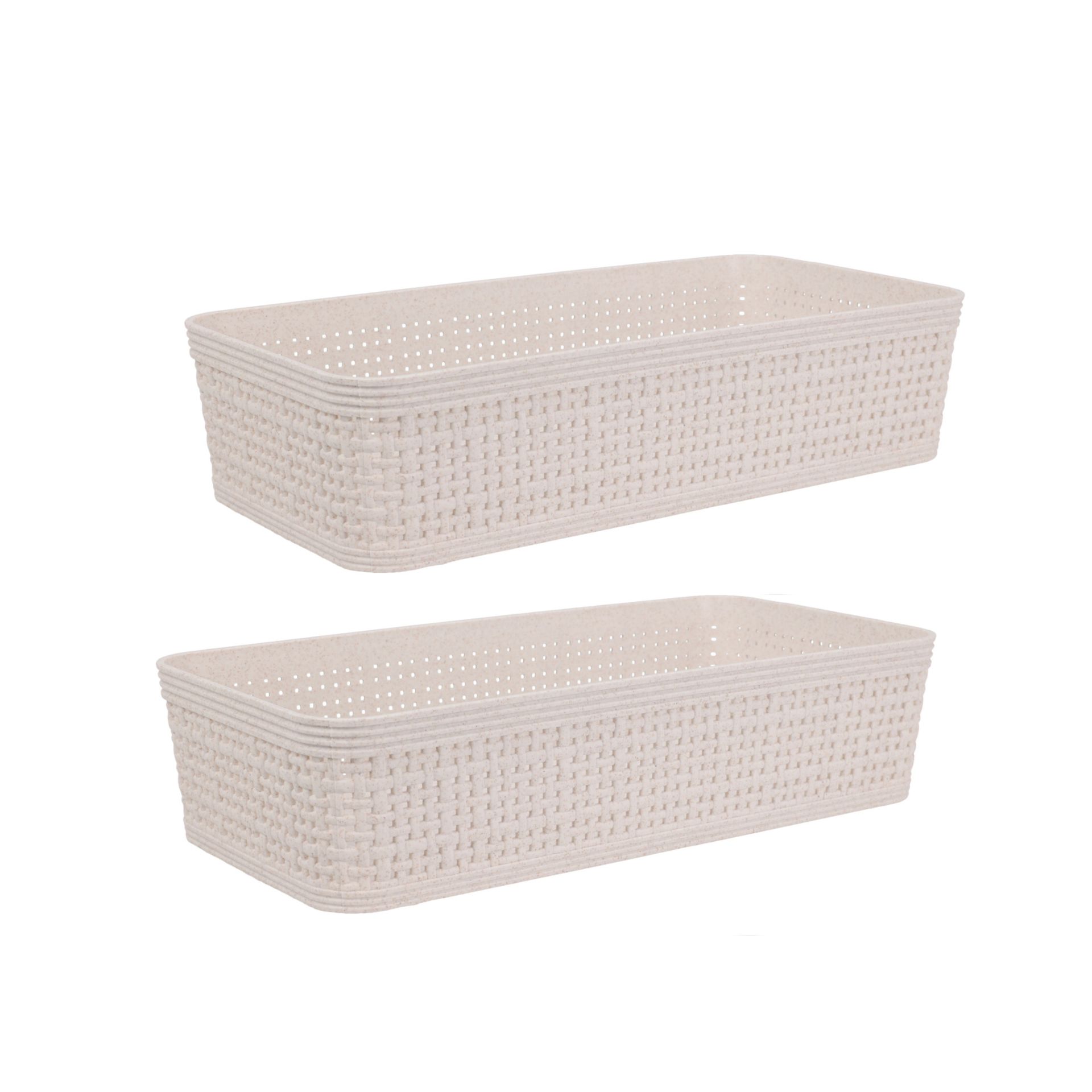 Set de 2 cestas beige Badet 25x13x6cm