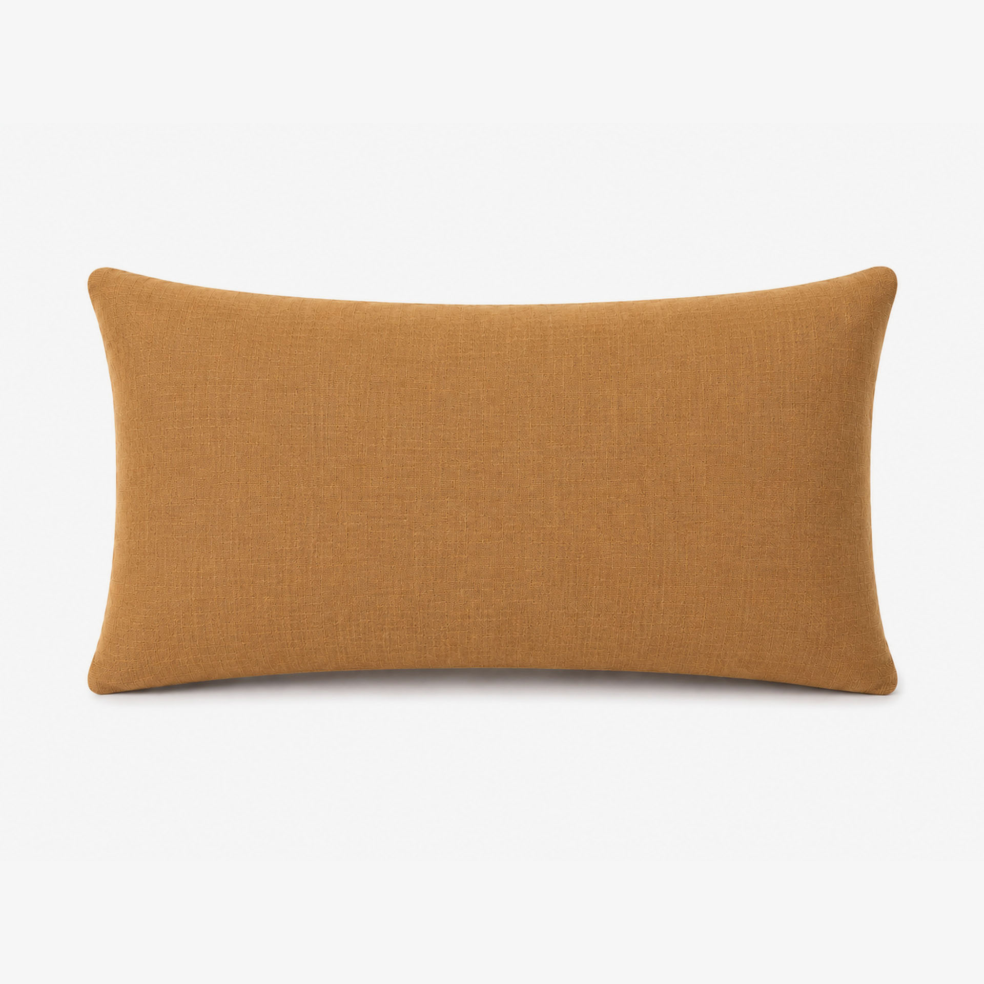 Funda de coj&iacute;n amarilla de poli&eacute;ster y lino Bruma 30x45cm