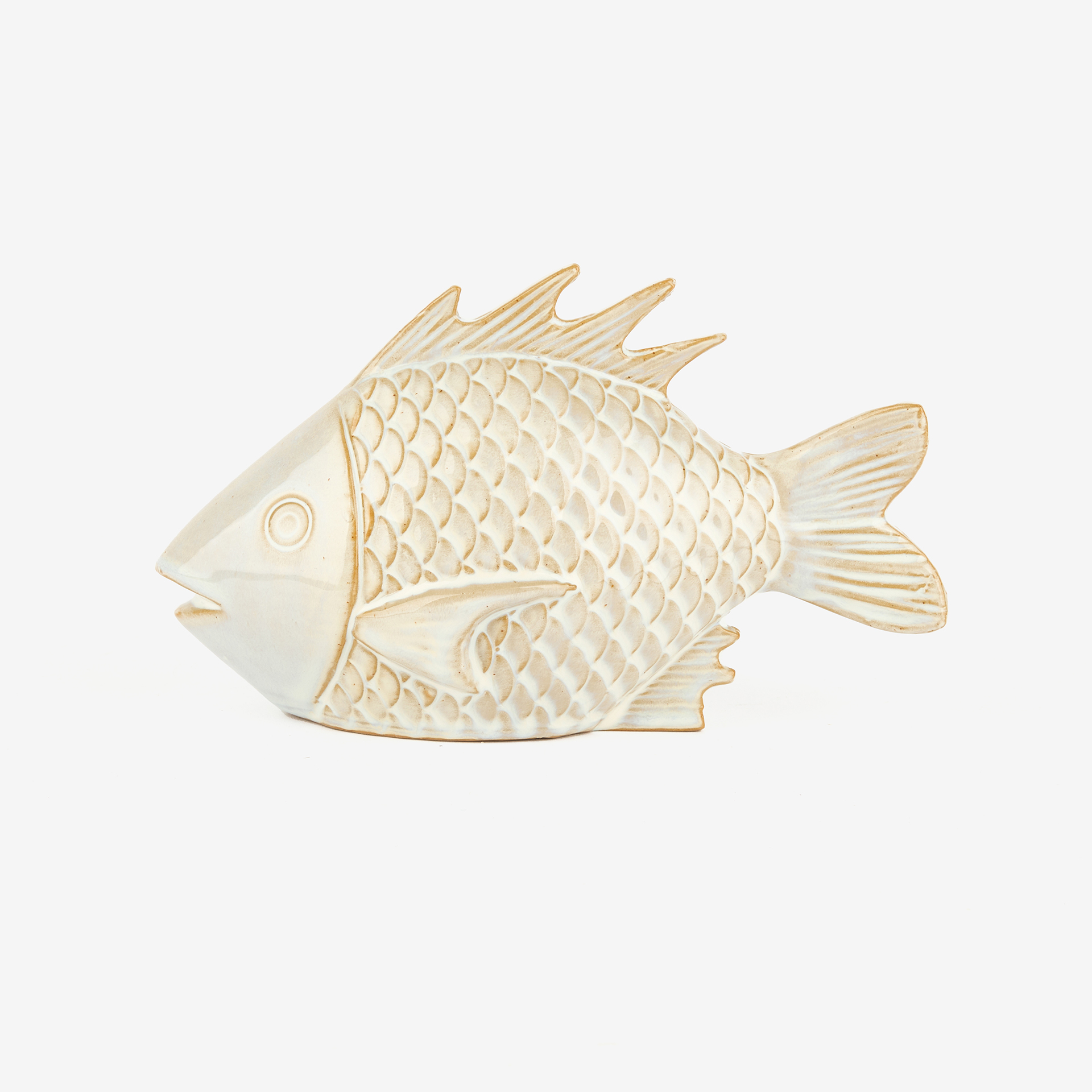Figura decorativa de cerámica blanca Fish Sea 17,5x6,9x10,3cm