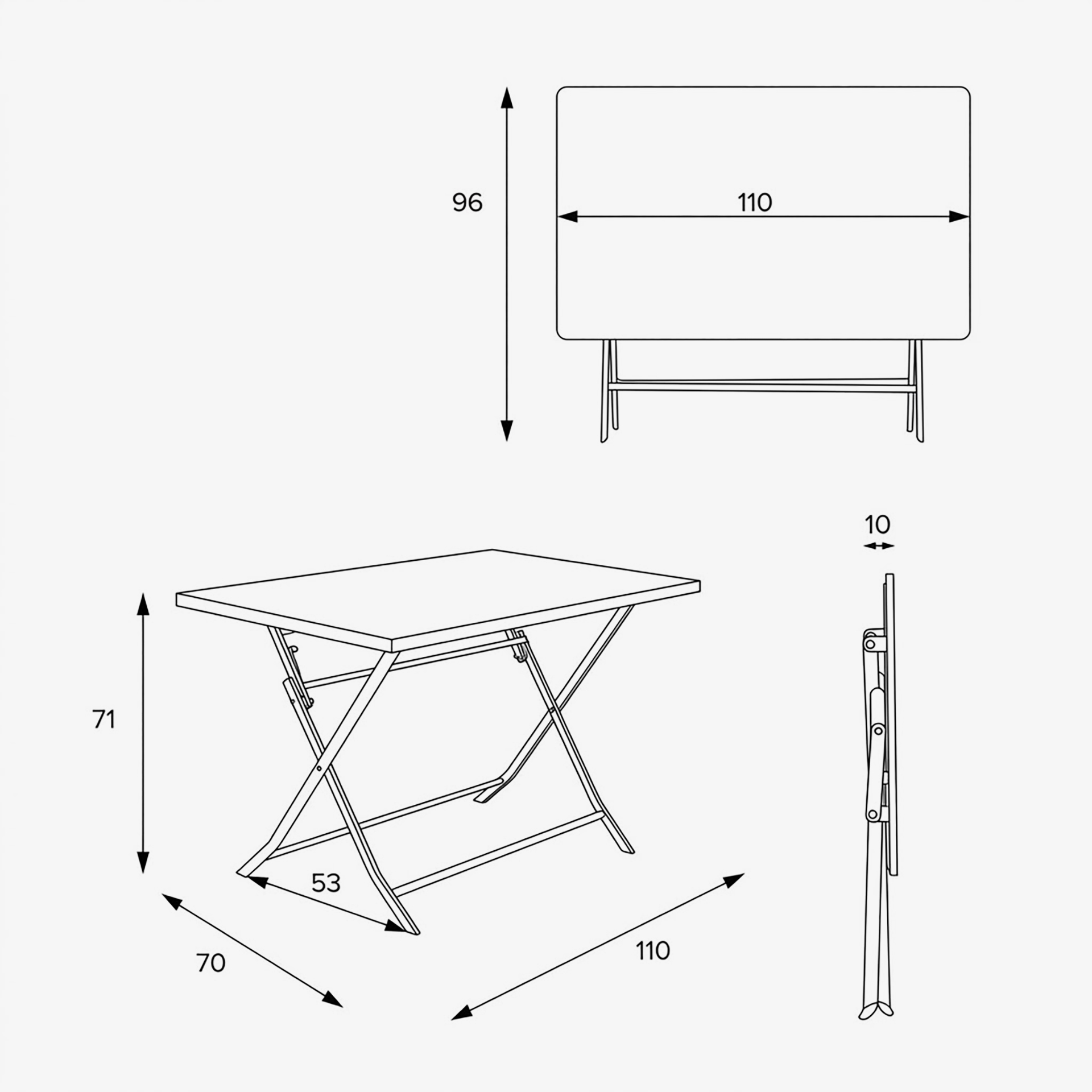 Mesa de jard&iacute;n plegable de acero mostaza Dixie 110x70x71cm