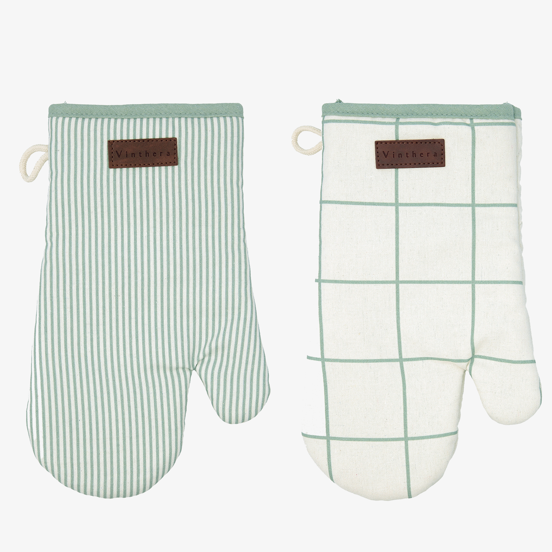Set 2 manoplas de horno verdes de tejido reciclado Okapi due