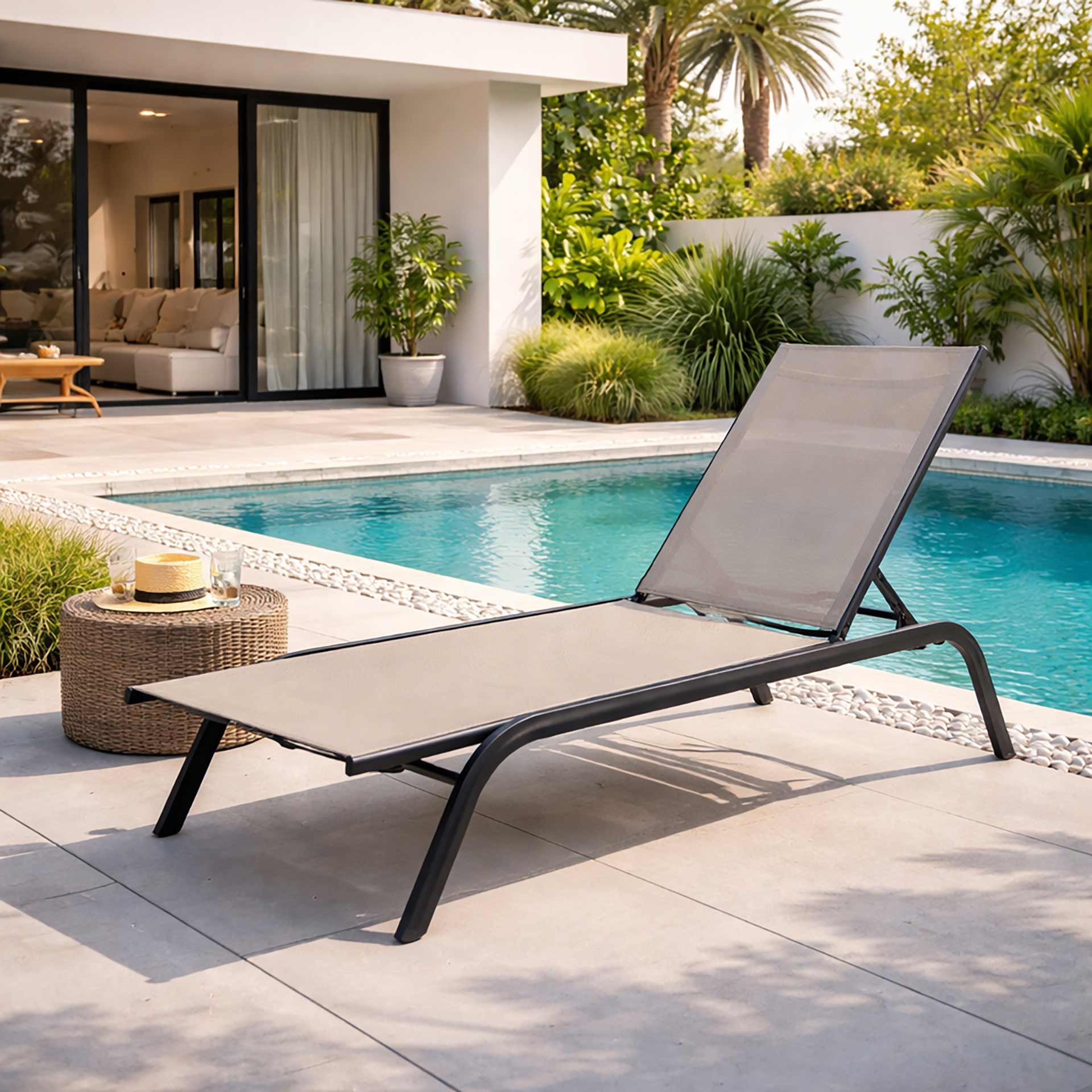 Tumbona de jard&iacute;n de textileno beige Oasis