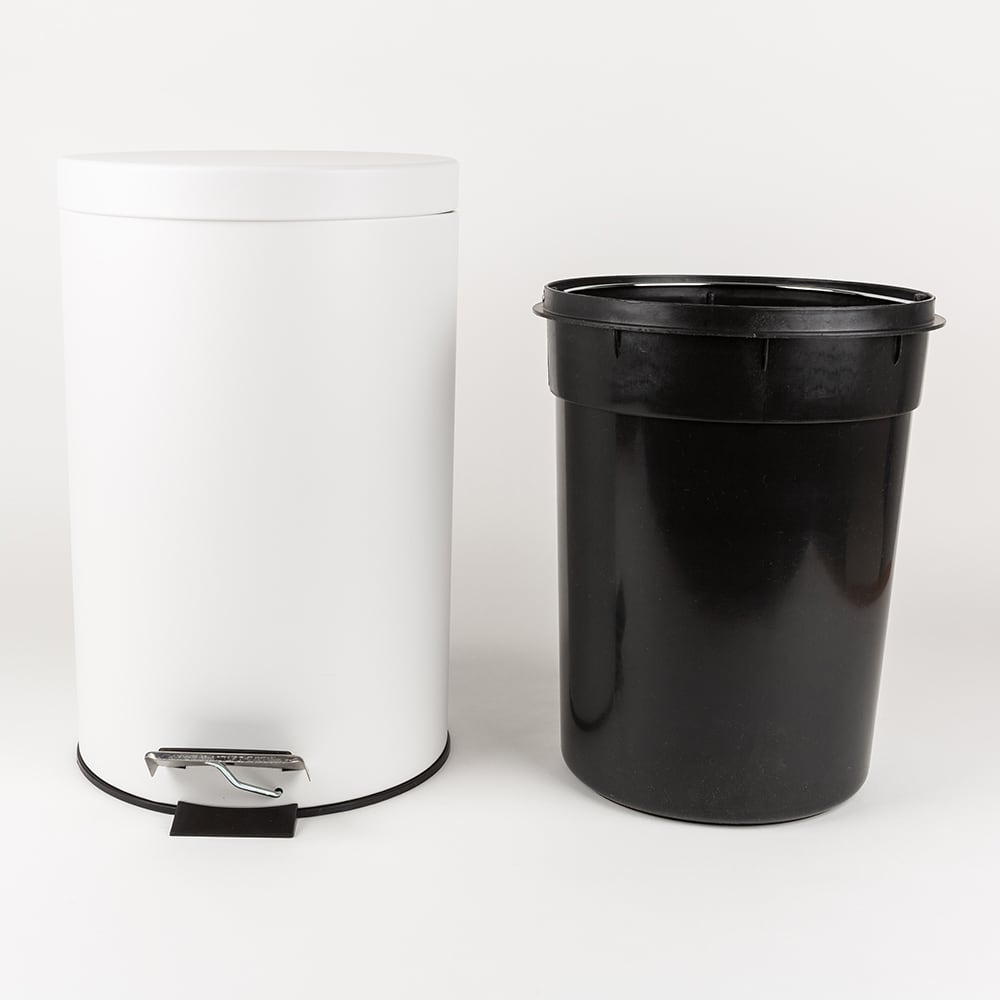 Papelera con tapa de metal blanca 12L