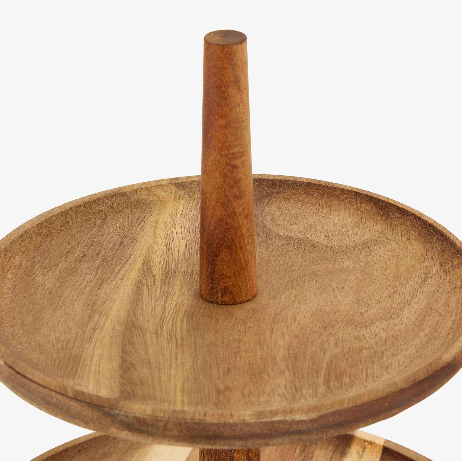 Badeja expositor de 2 pisos de madera