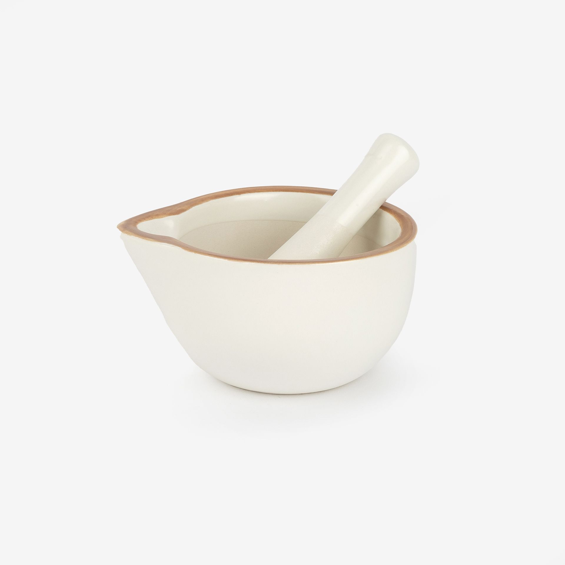 Mortero con ribete marrón de gres Ø11x10cm