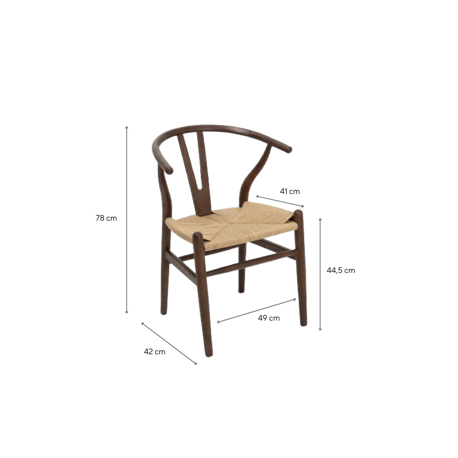 Silla de comedor de madera marron oscuro Irma 49x42x78cm Clau&Chloe