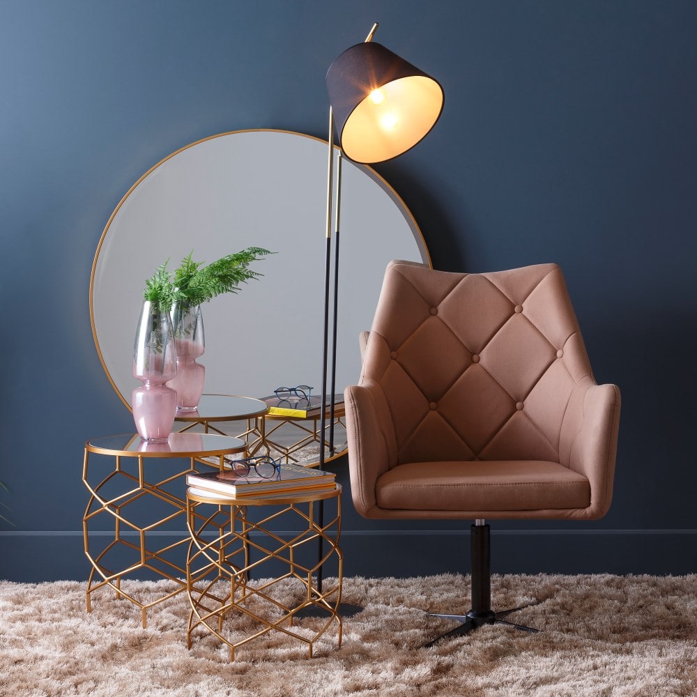 Espejo de pared redondo dorado Ø100cm