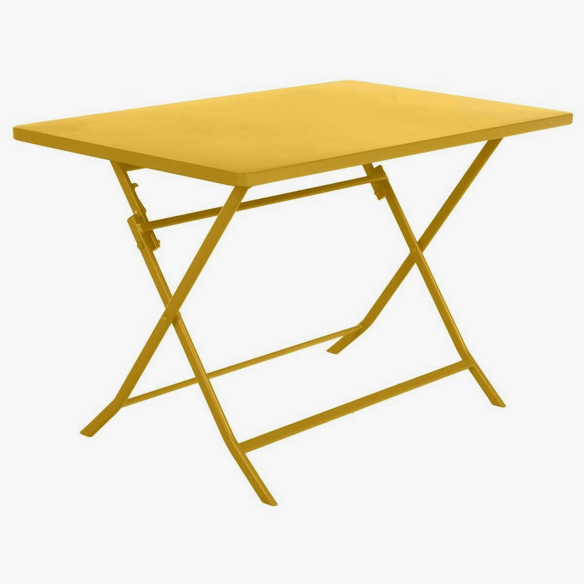 Mesa de jard&iacute;n plegable de acero mostaza Dixie 110x70x71cm