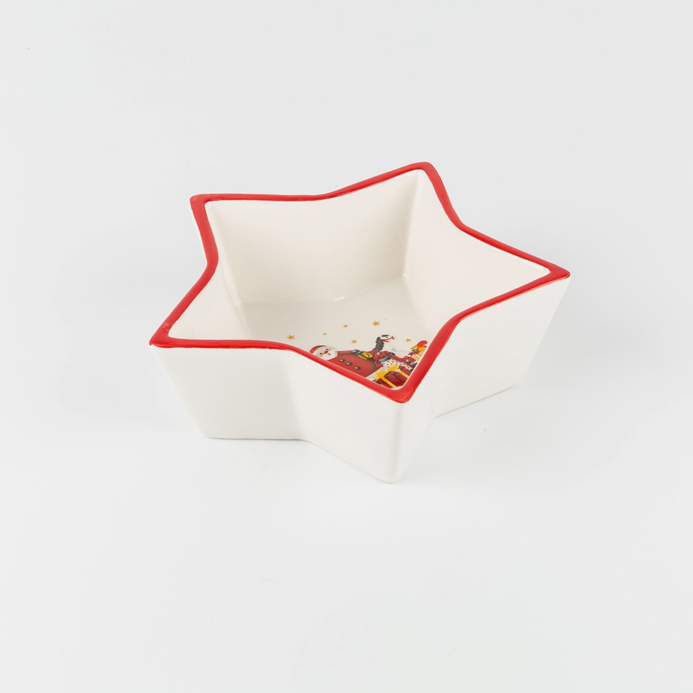 Bol de cerámica estrella Santa Claus 18cm