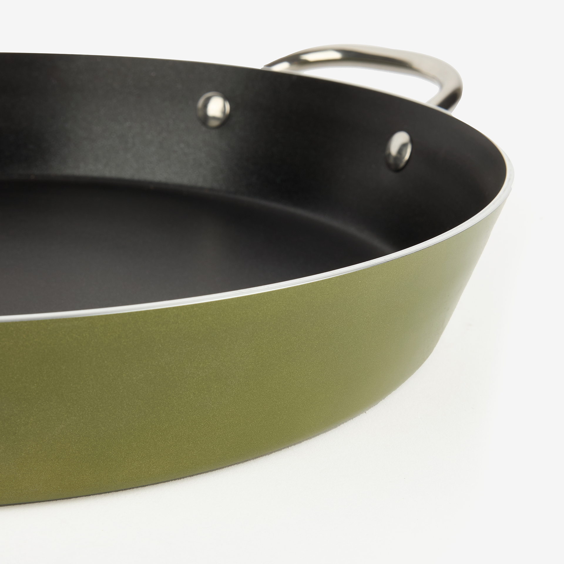 Paellera de aluminio antiadherente verde apta para inducción Ø32cm