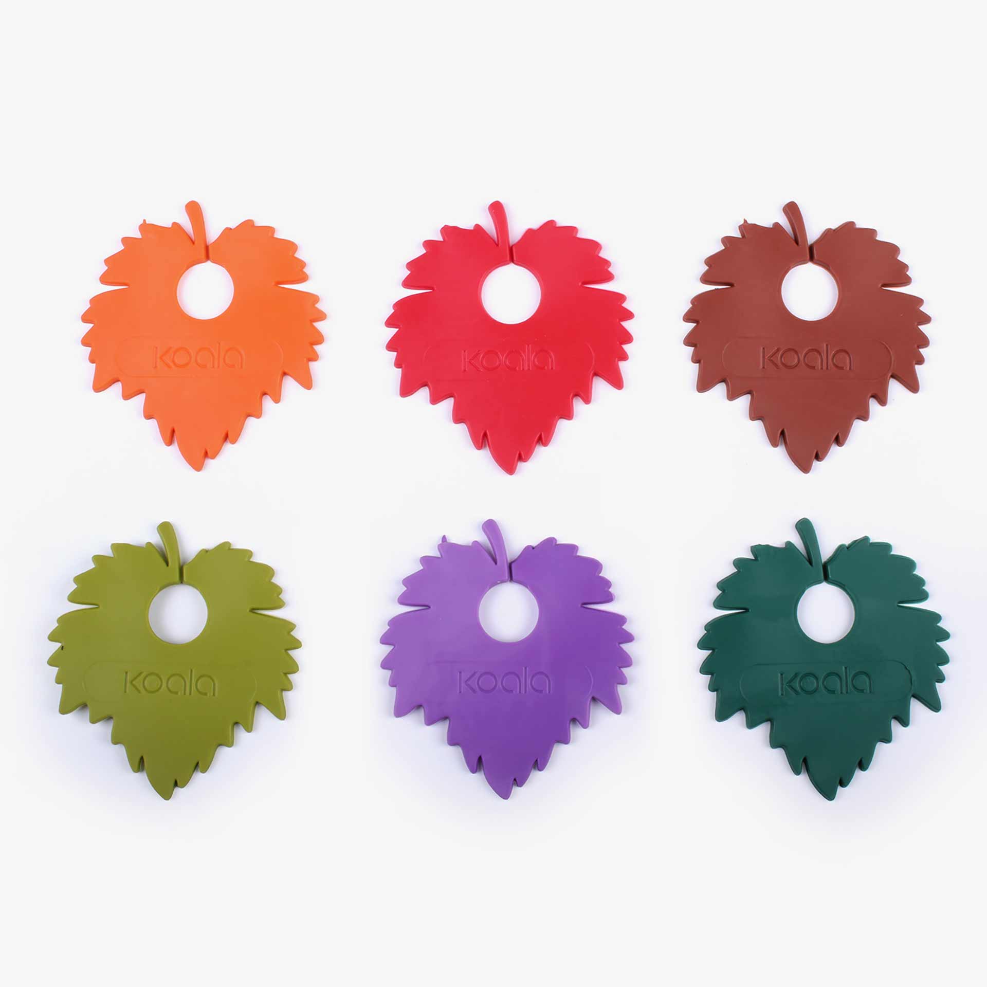 Set de 6 identificadores de copas de silicona con forma de hojas