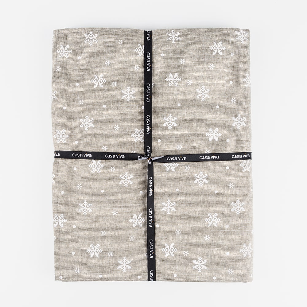 Mantel de Navidad gris Copos de nieve 150x250cm